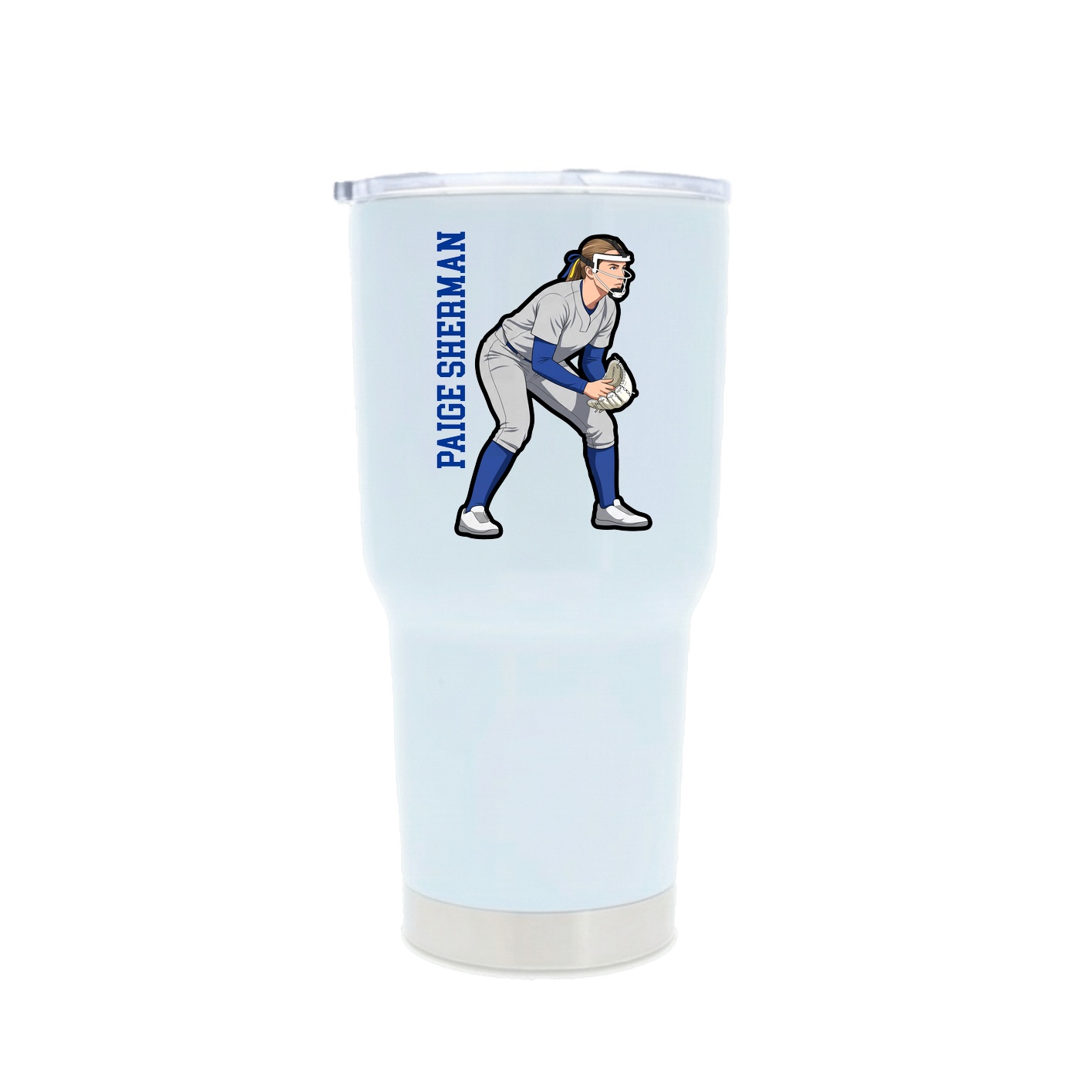 30oz Stainless Steel Tumbler — Name Vertical in White