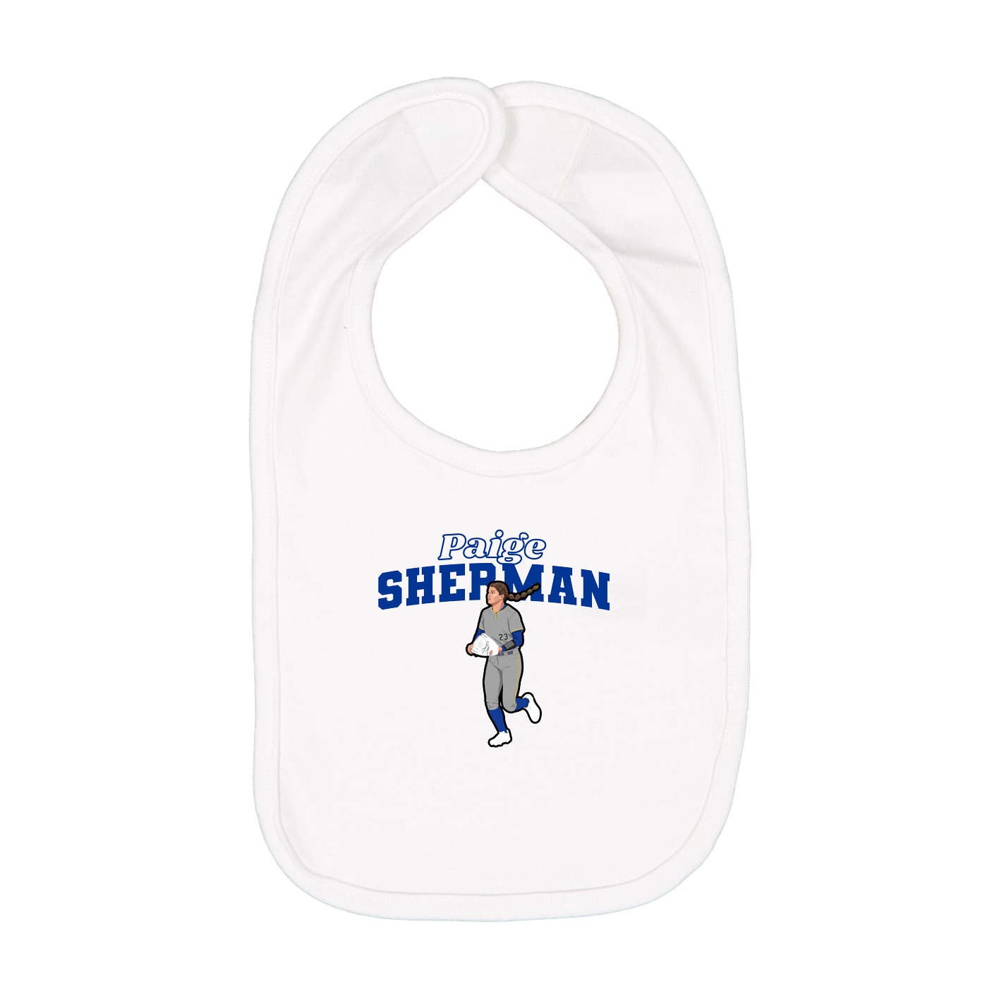 Infant Bib — Name Arch in White