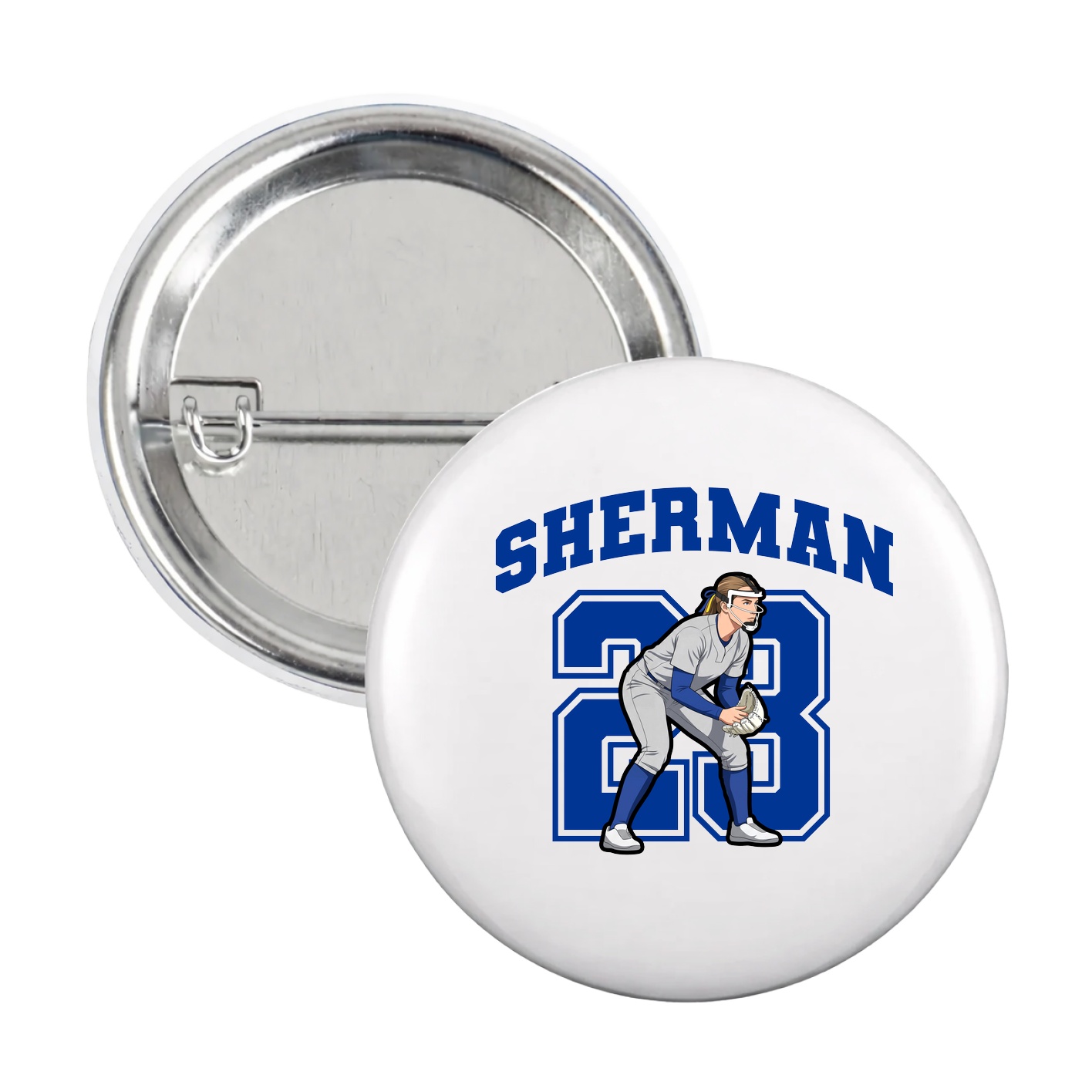 Game Day Button — Number in White