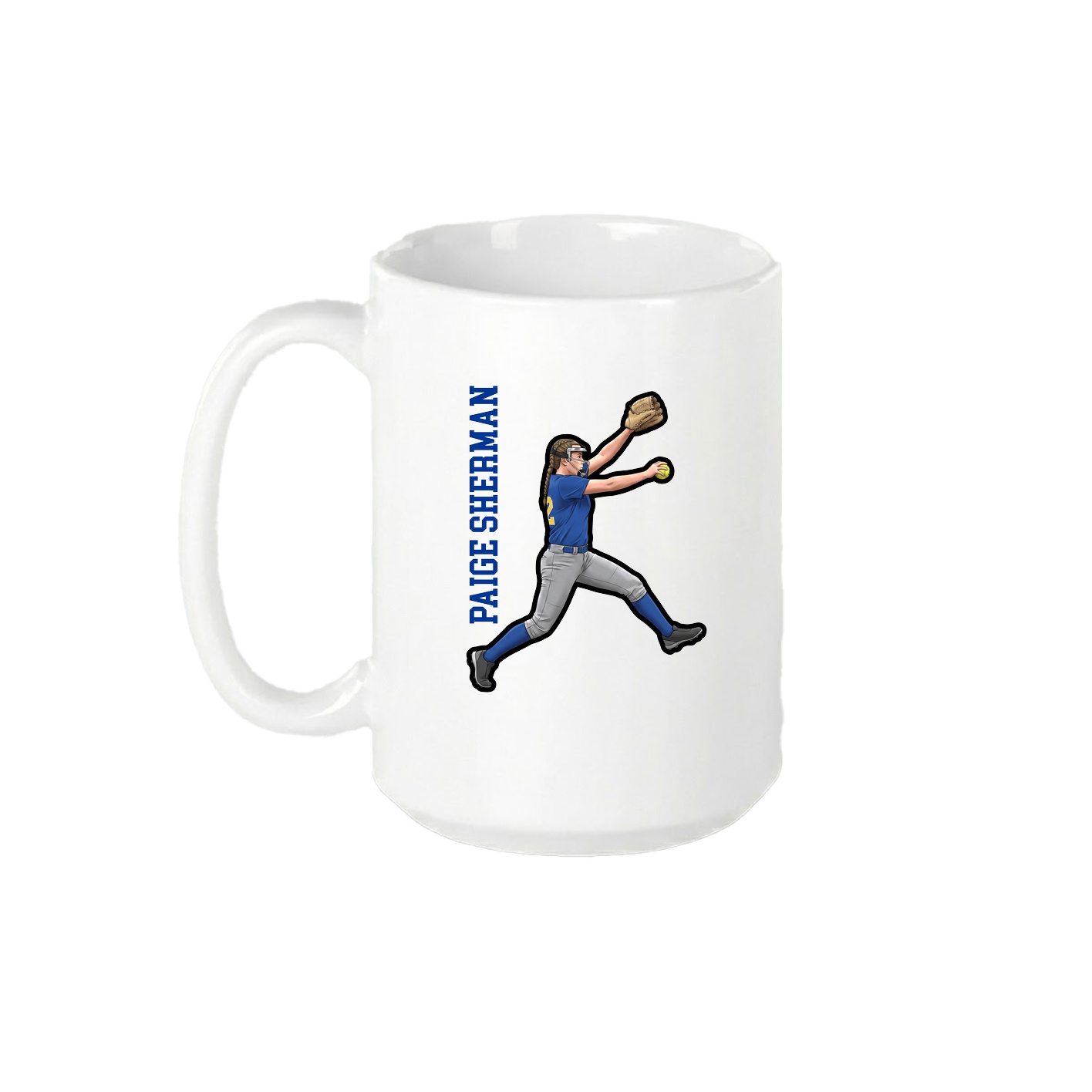 15oz Coffee Mug — Name Vertical in White