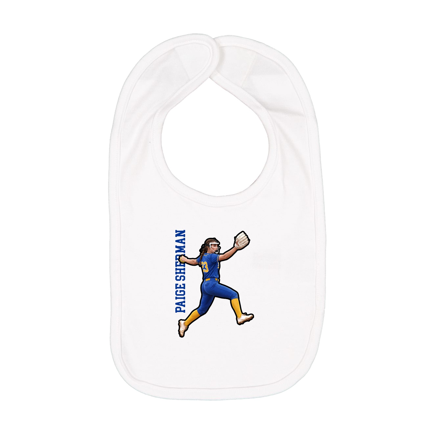 Infant Bib — Name Vertical in White