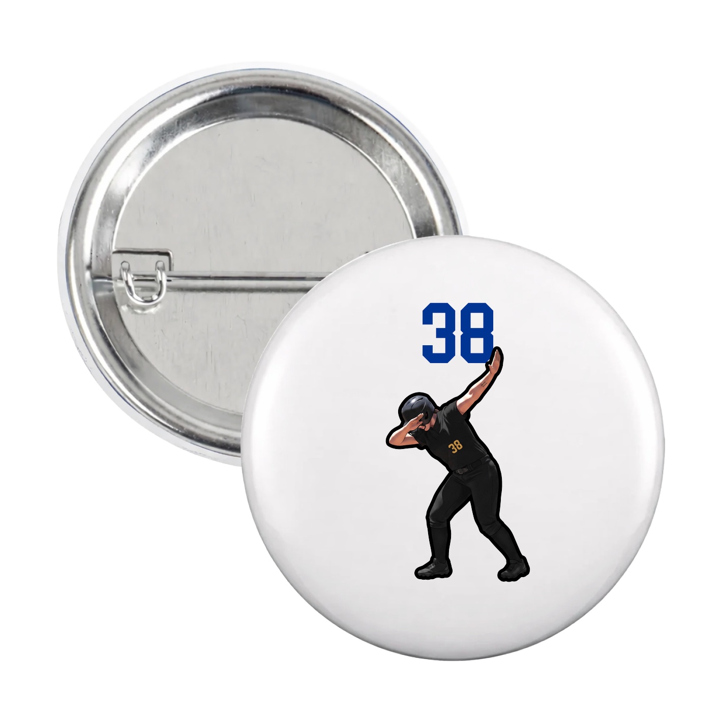 Game Day Button — Number Top in White