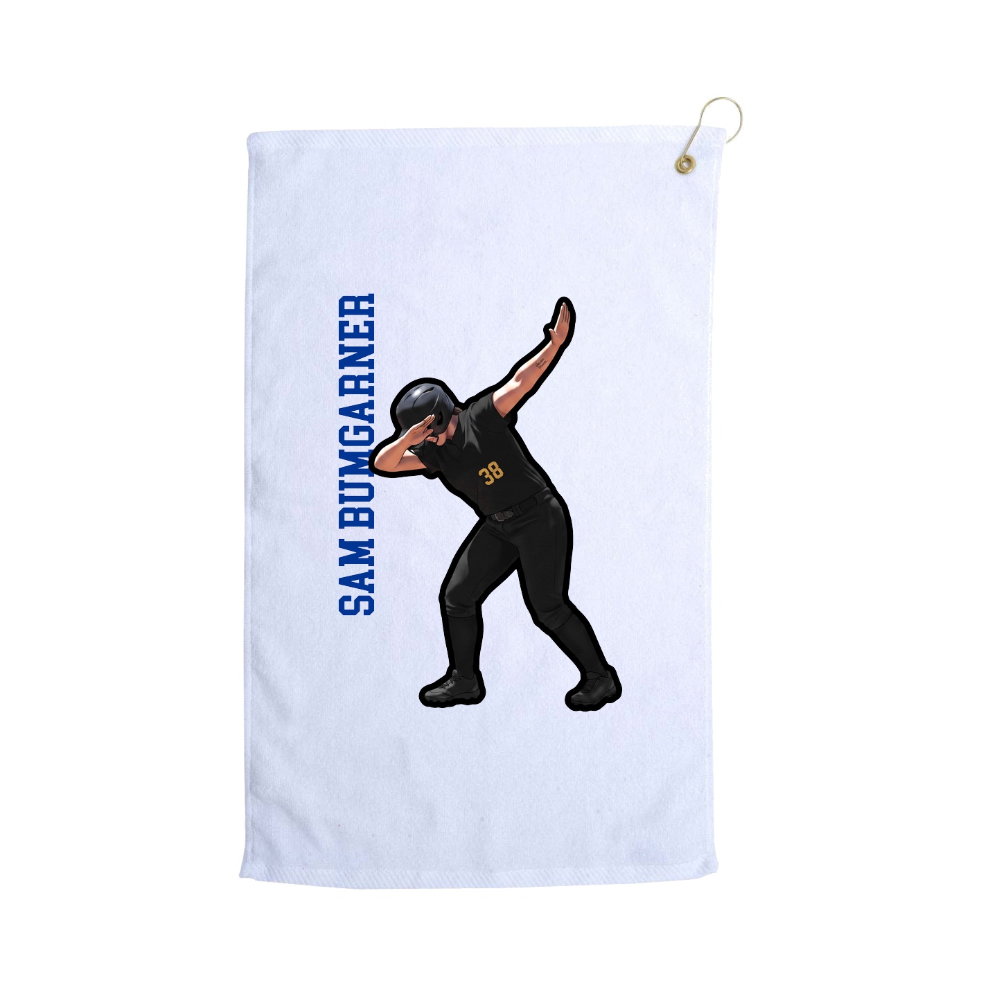 Golf Towel — Name Vertical in White