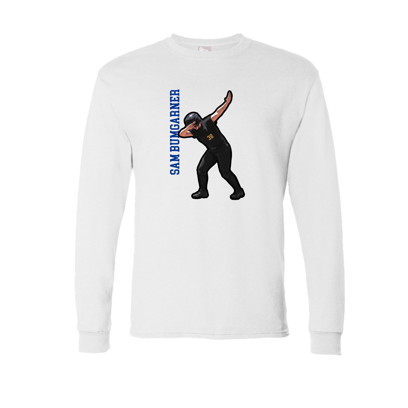 Long Sleeve Tee — Name Vertical in White