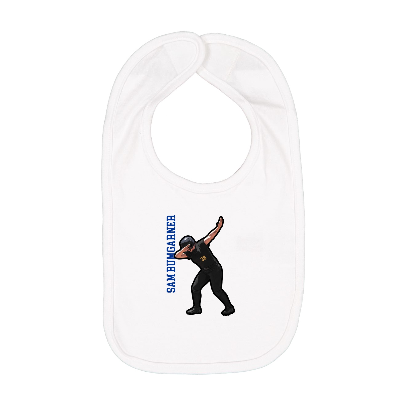 Infant Bib — Name Vertical in White