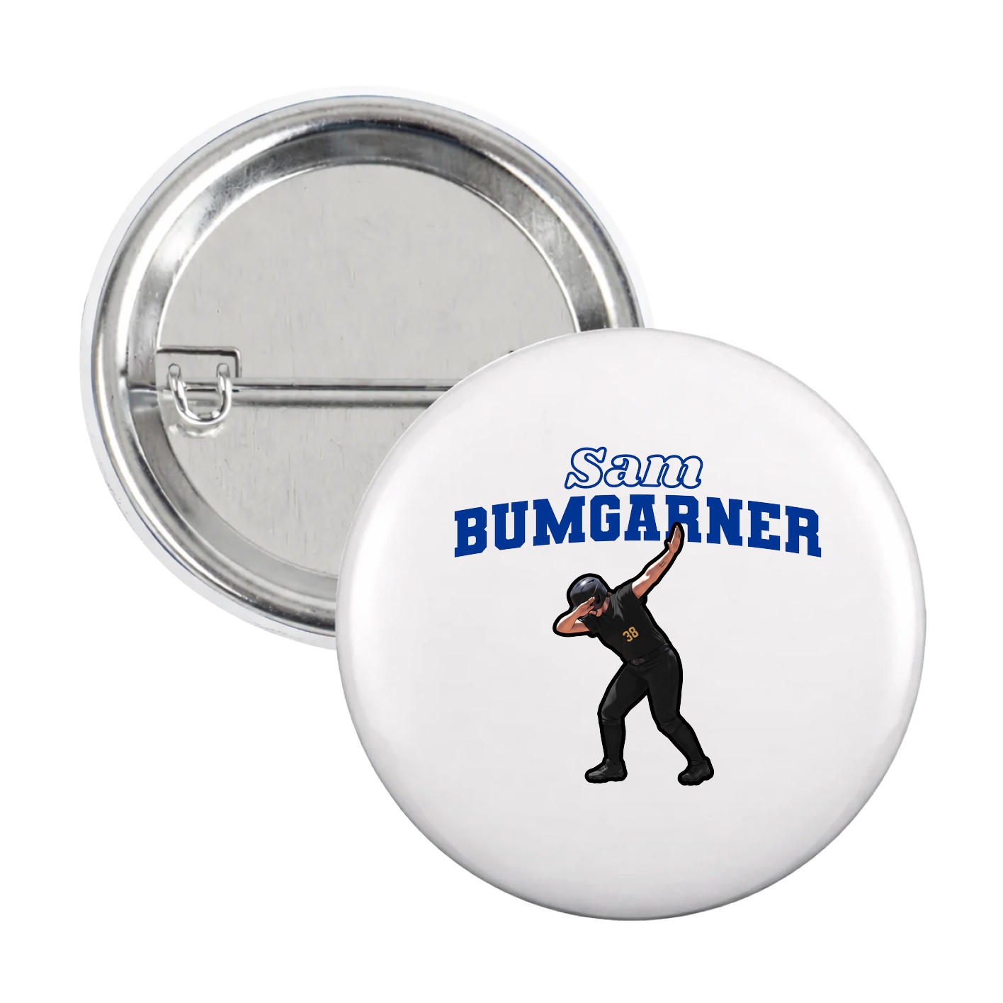 Game Day Button — Name Arch in White