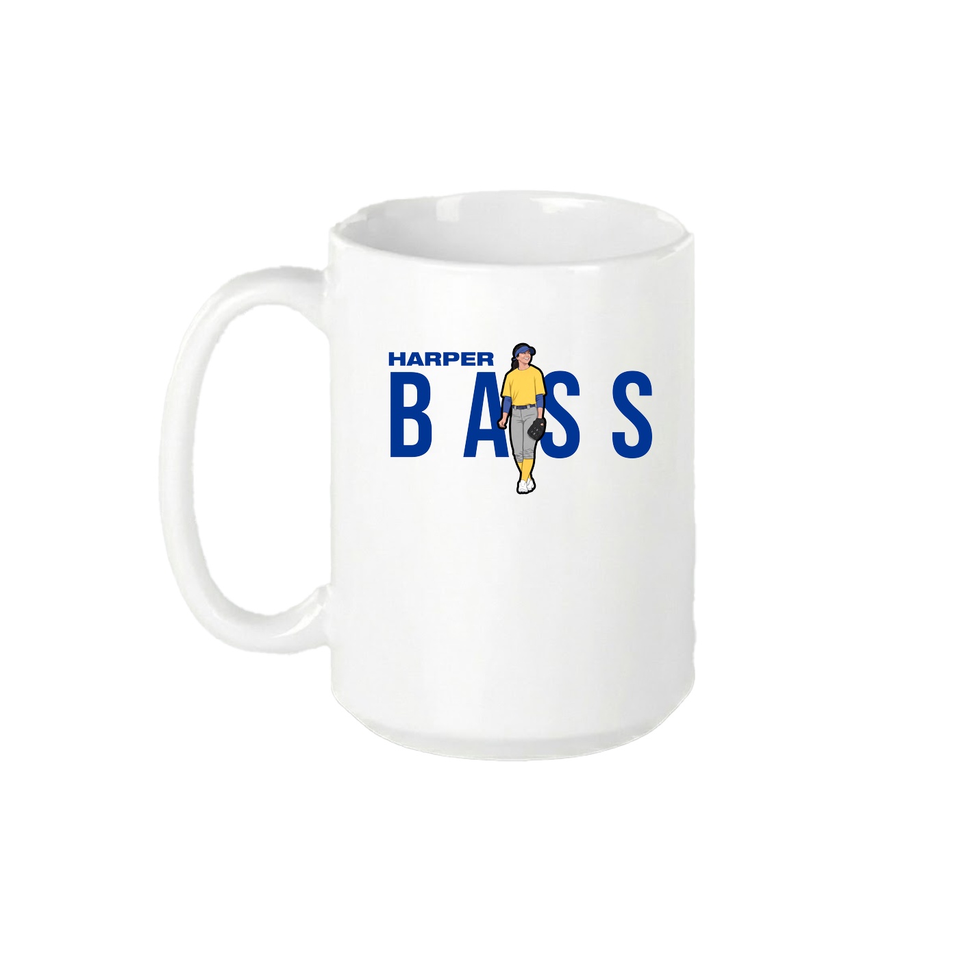 15oz Coffee Mug — Player Name in White