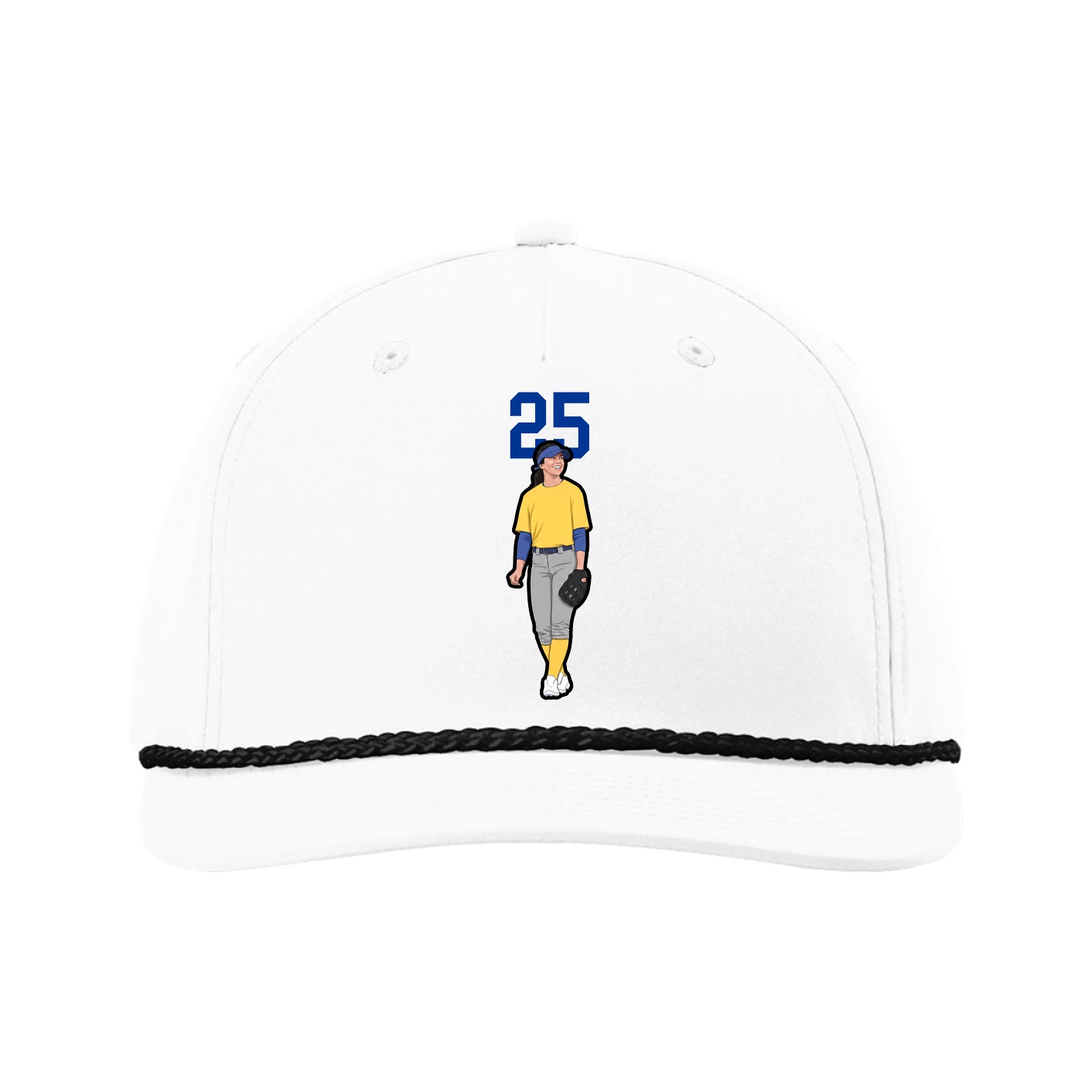 Five-Panel Classic Rope Cap — Number Top in White