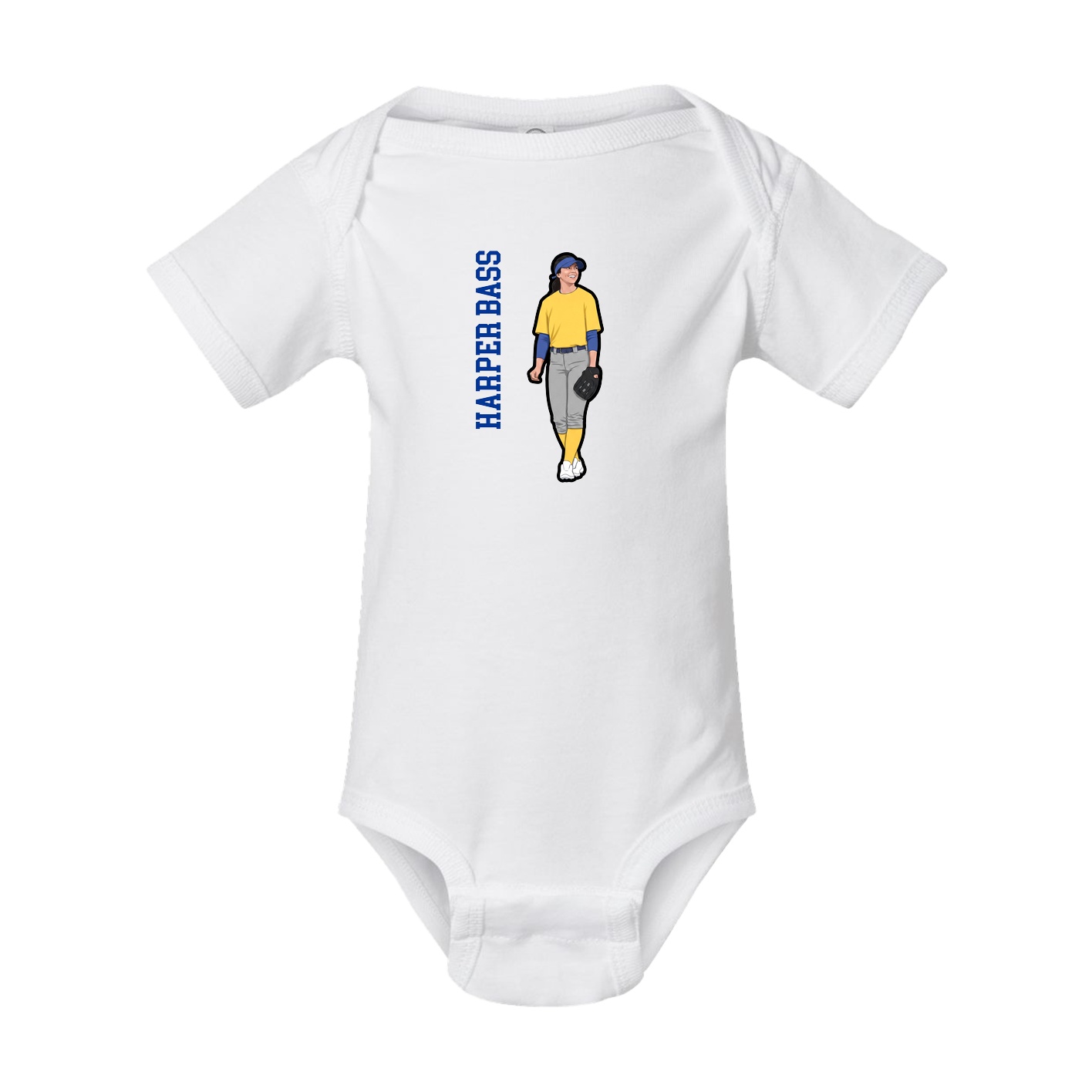 Baby Onesie — Name Vertical in White