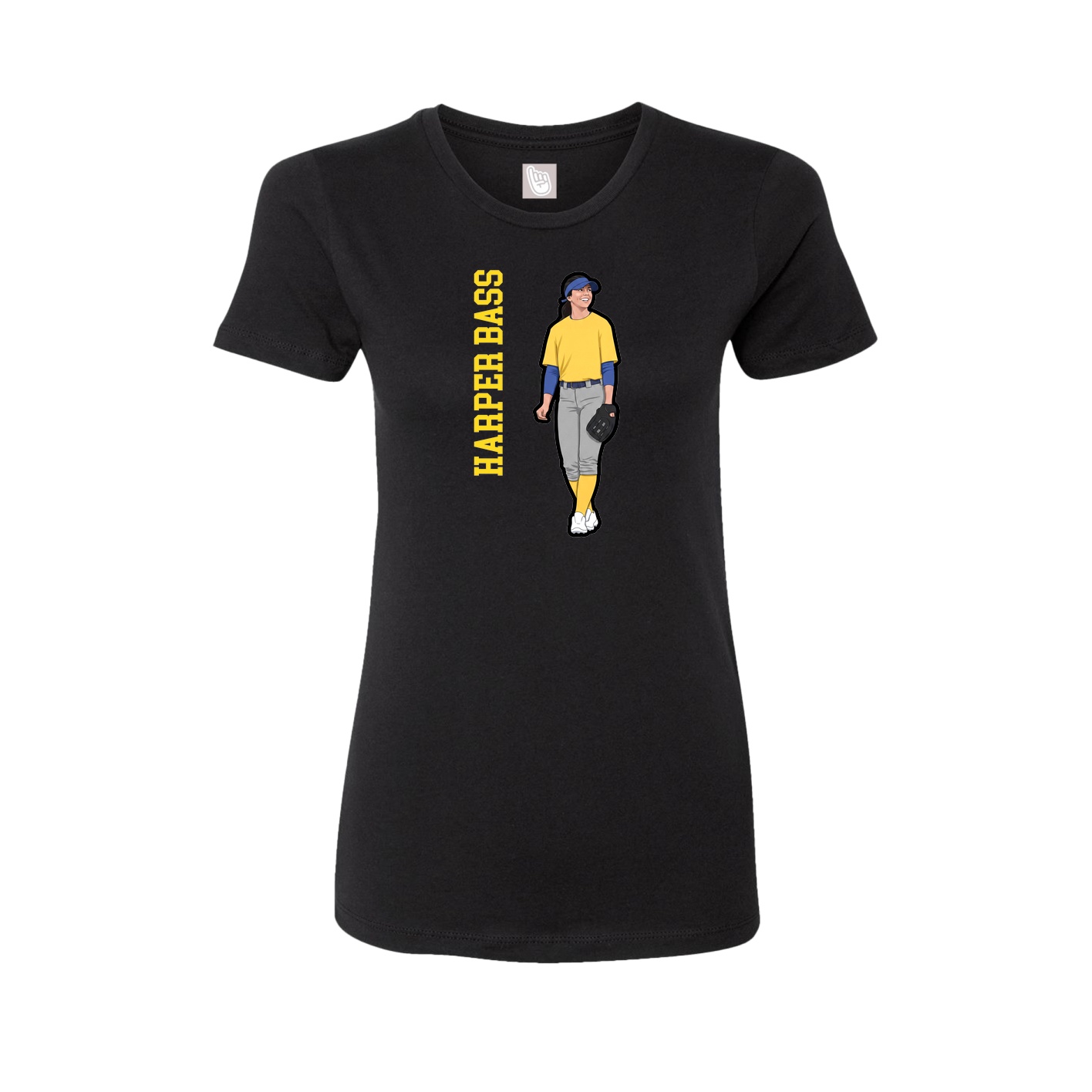 Fitted Women's Tee — Name Vertical in Black