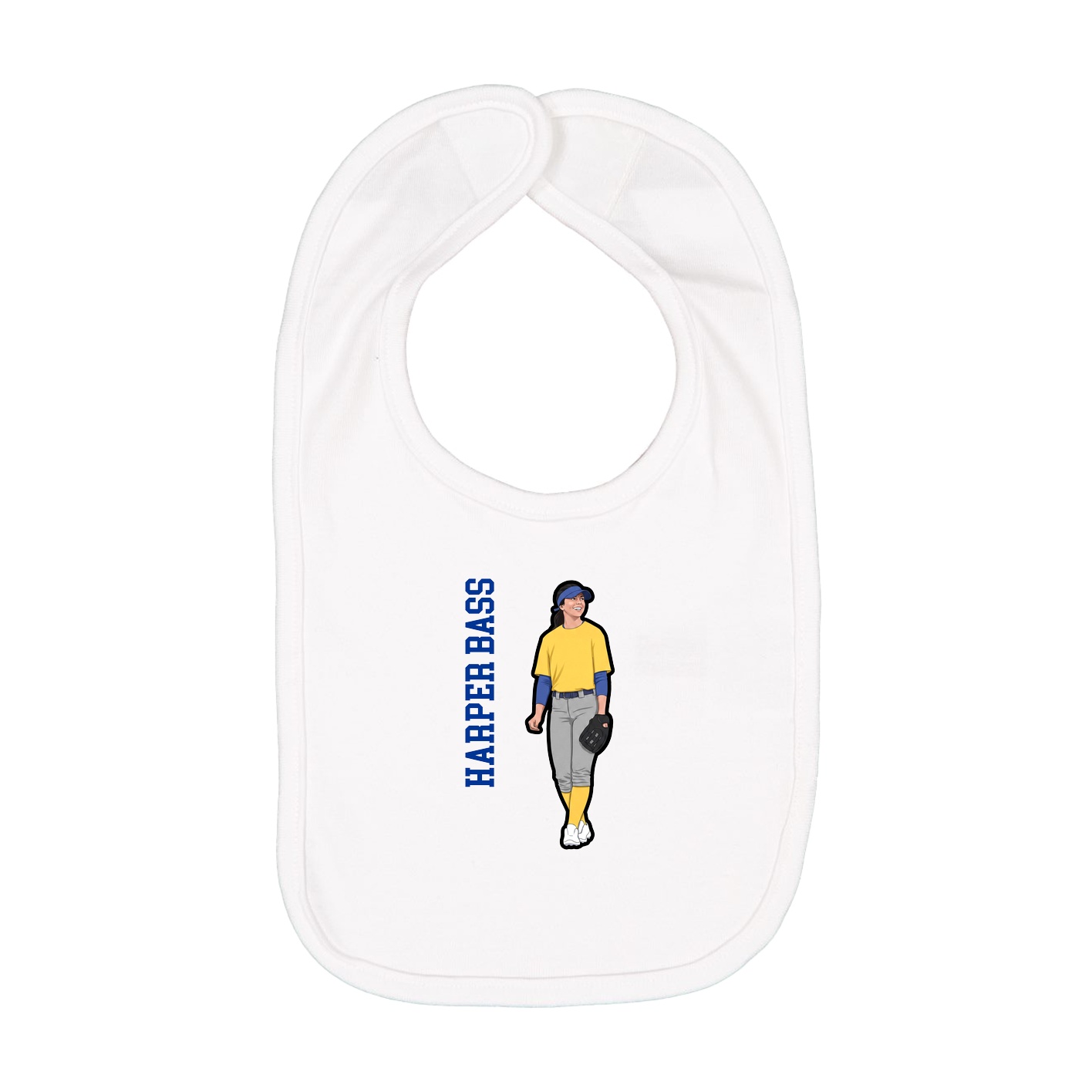 Infant Bib — Name Vertical in White