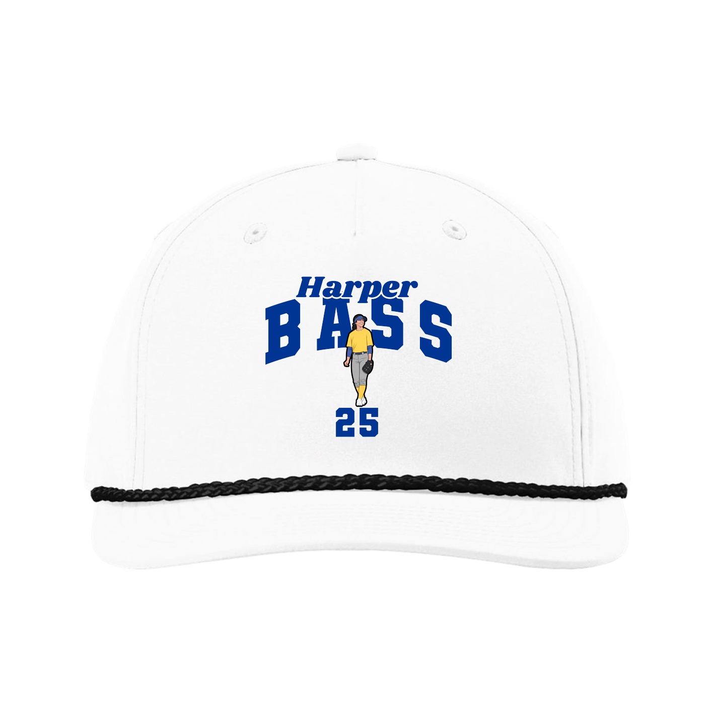 Five-Panel Classic Rope Cap — Signature Arch in White