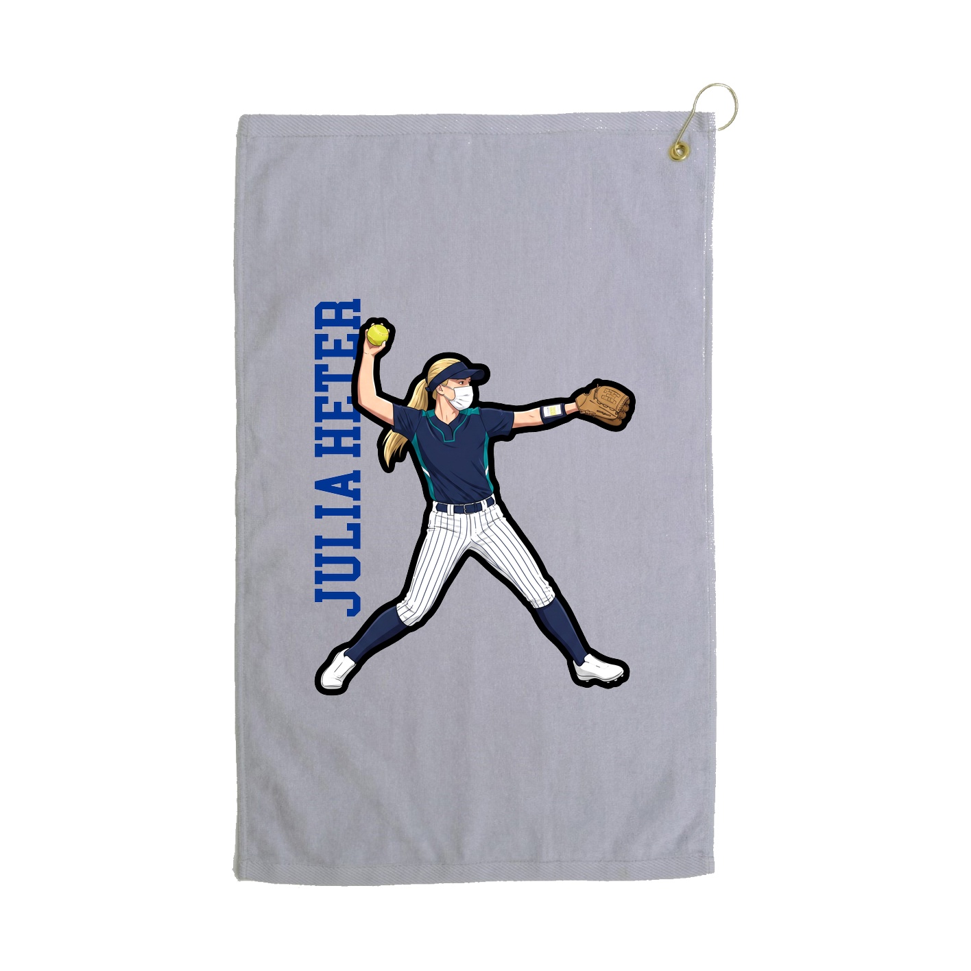 Golf Towel — Name Vertical in Grey