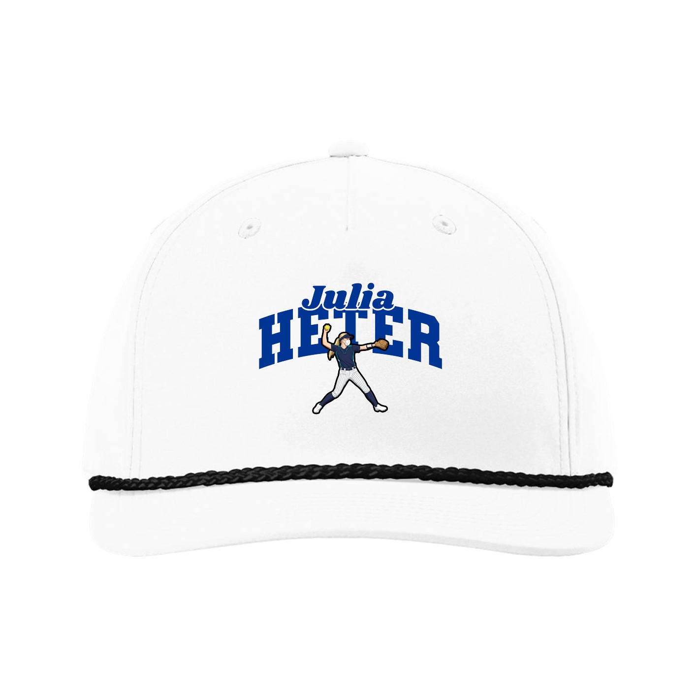Five-Panel Classic Rope Cap — Signature Arch in White