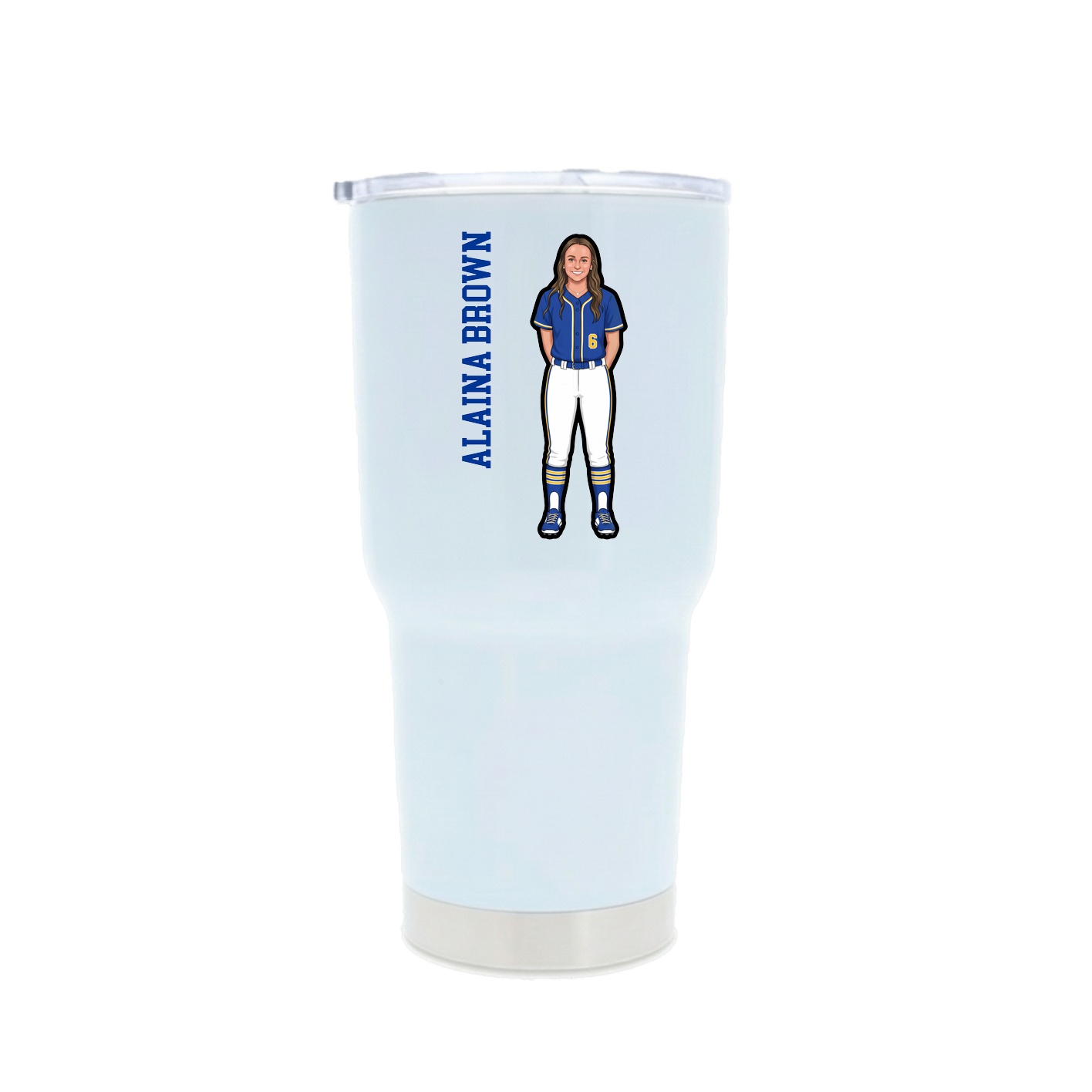 30oz Stainless Steel Tumbler — Name Vertical in White