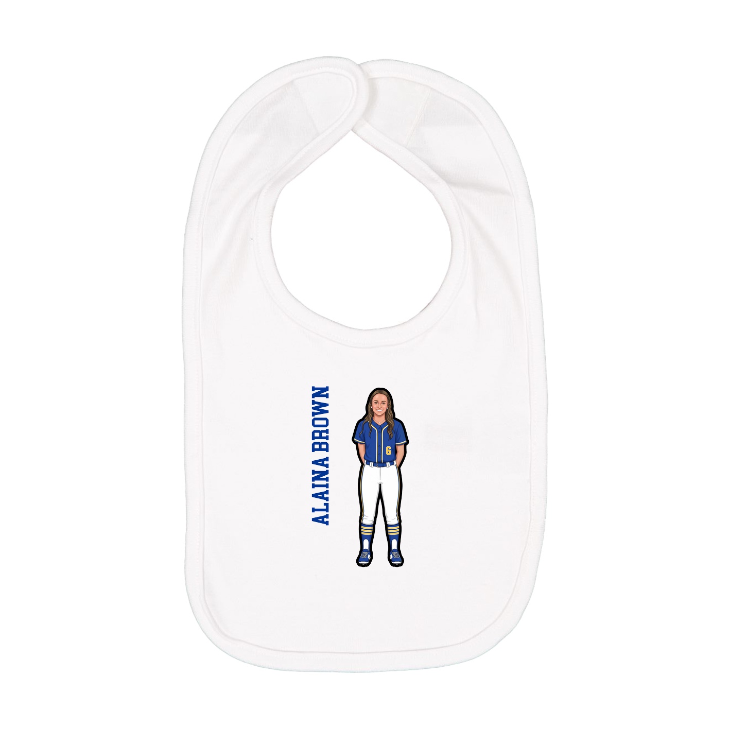 Infant Bib — Name Vertical in White