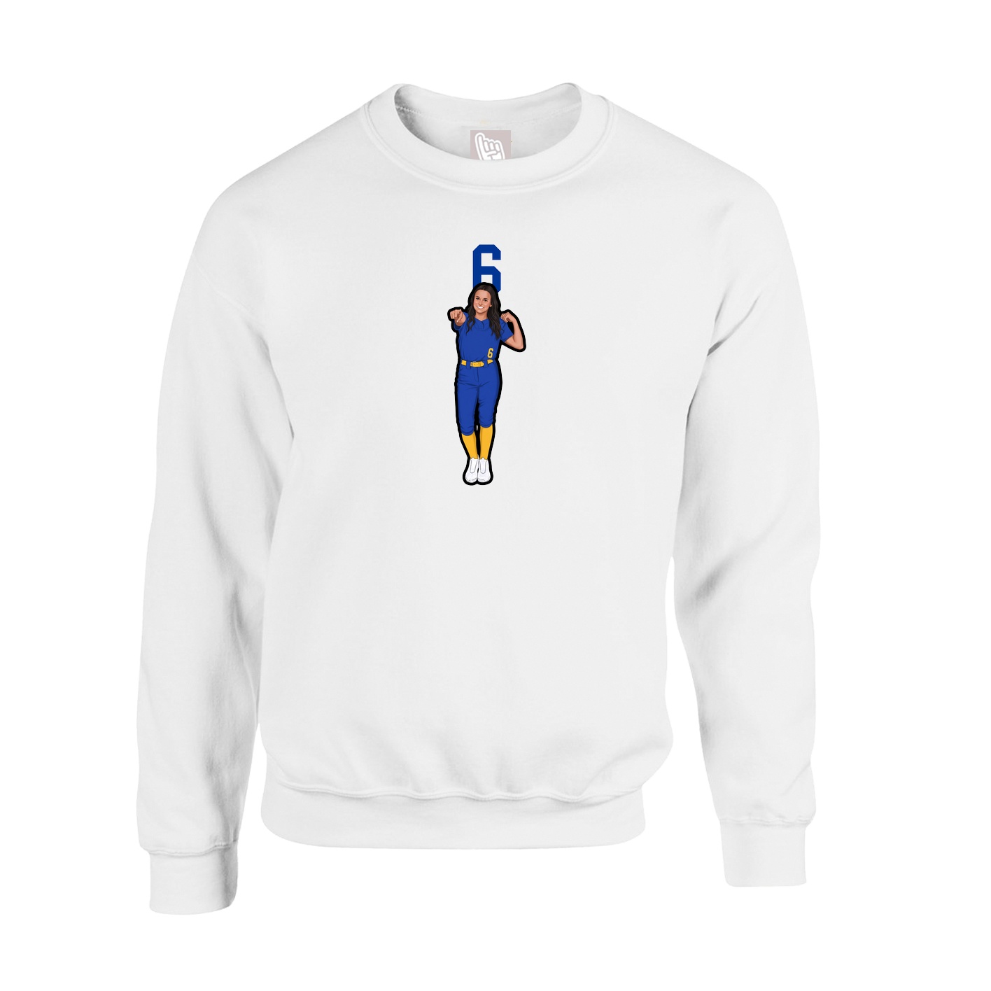 Fleece Crew — Number Top in White