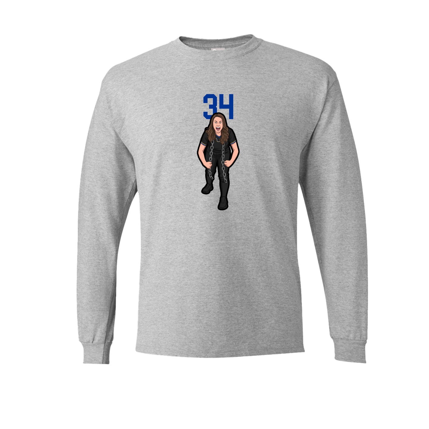 Long Sleeve Tee — Number Top in Grey