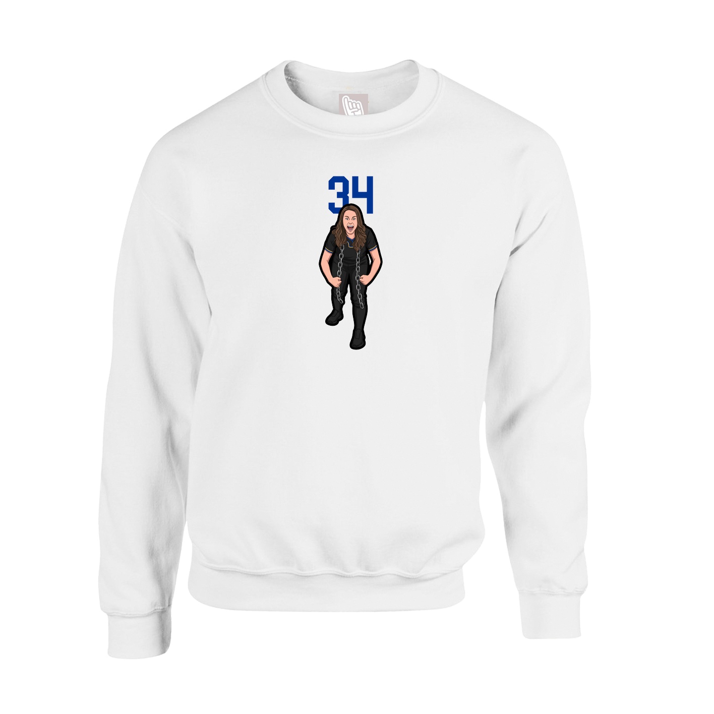 Fleece Crew — Number Top in White