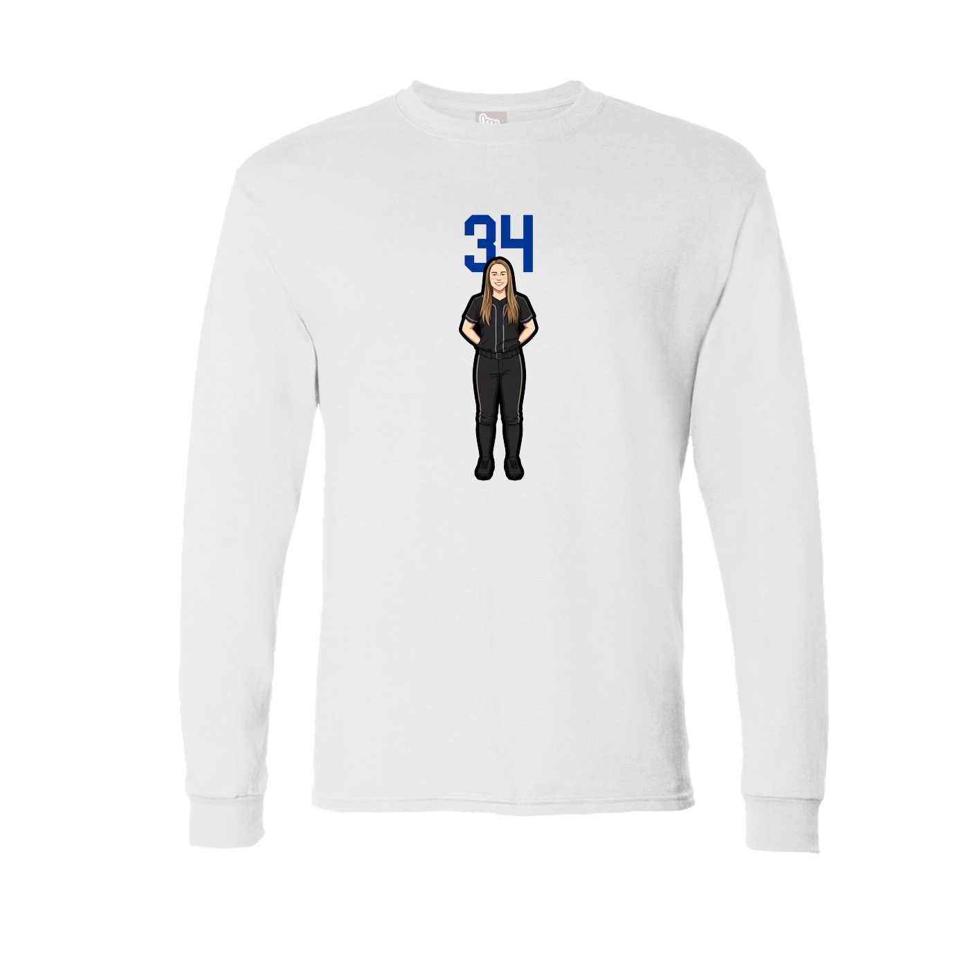 Long Sleeve Tee — Number Top in White