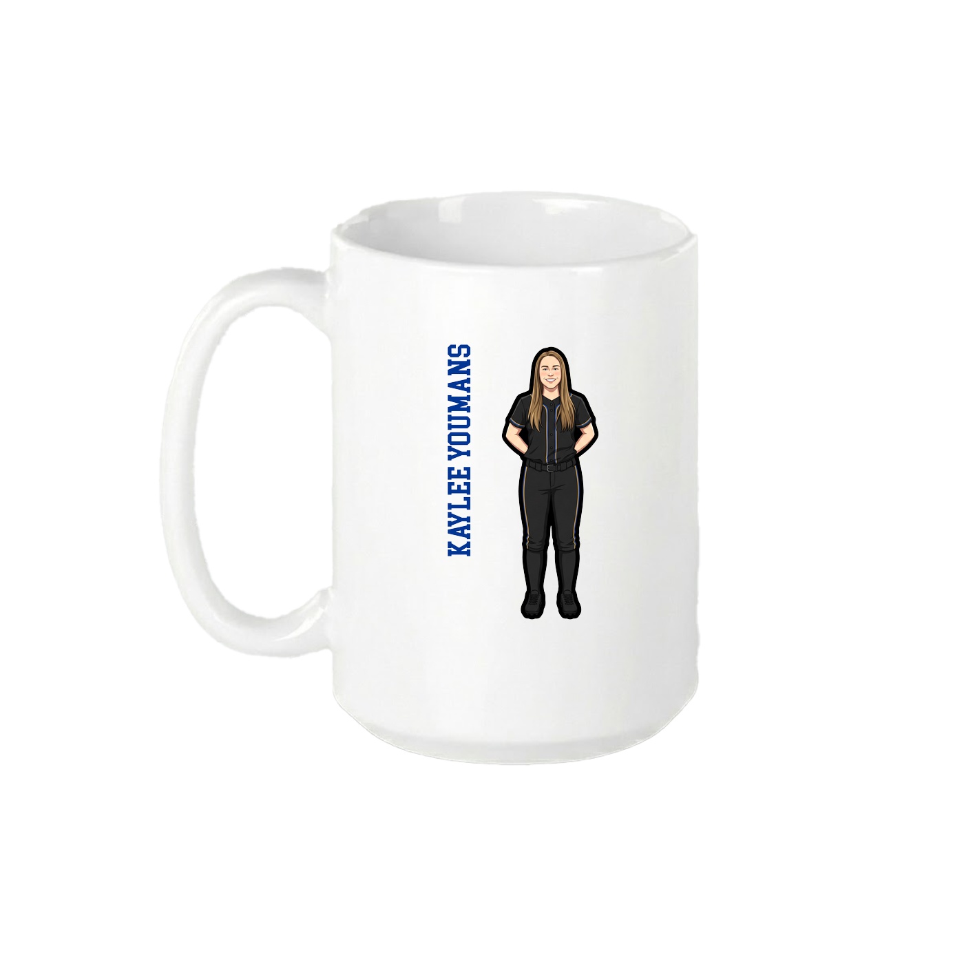 15oz Coffee Mug — Name Vertical in White