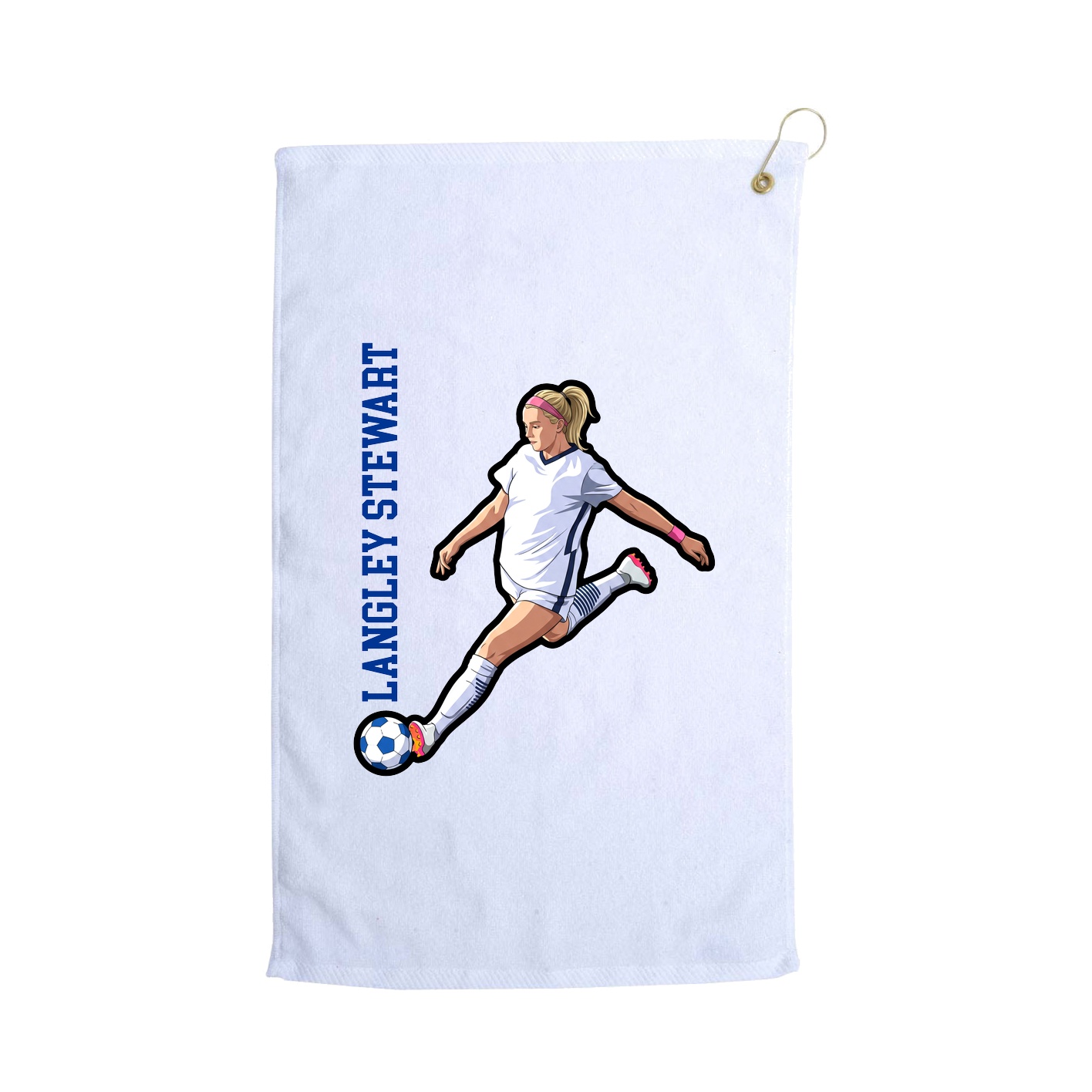 Golf Towel — Name Vertical in White