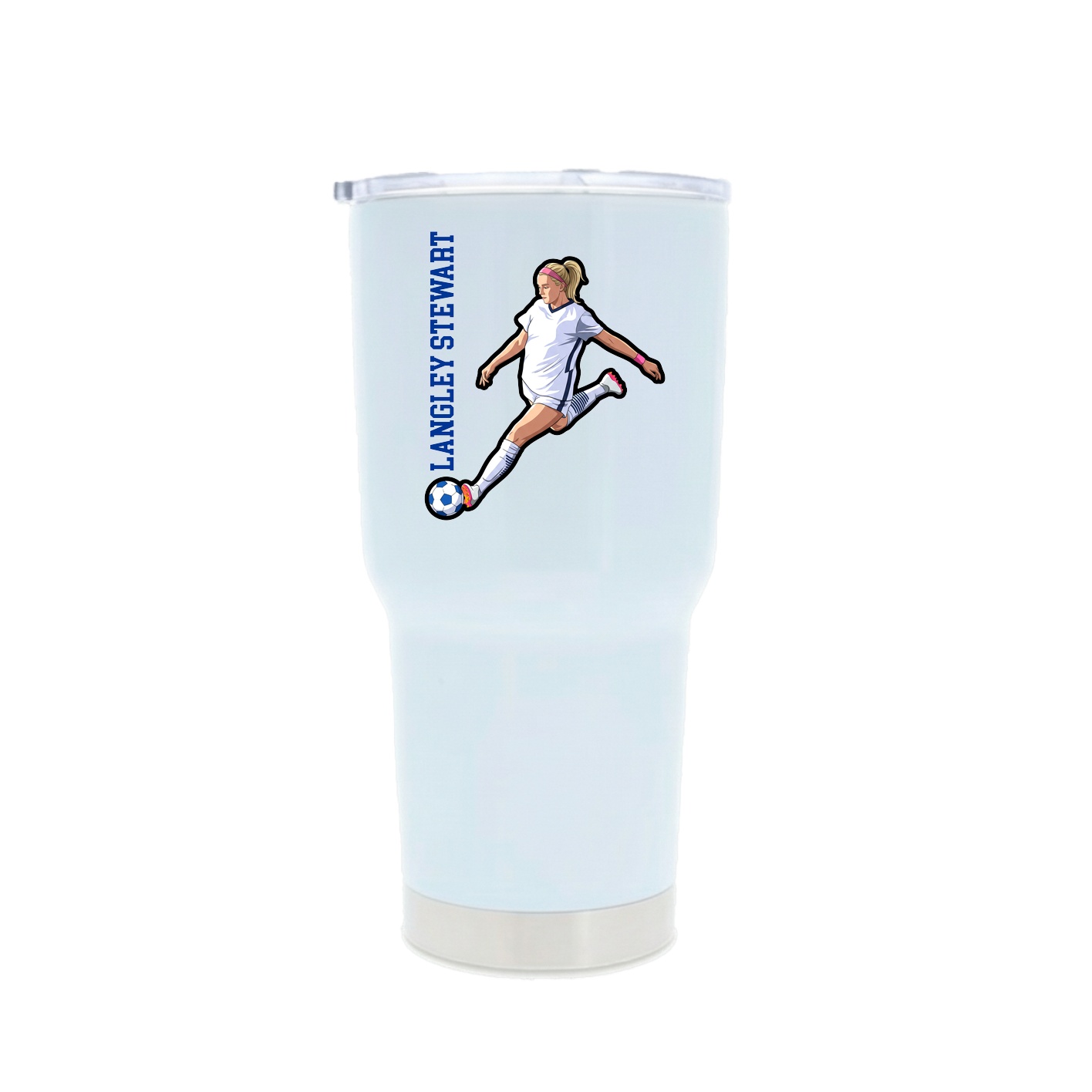 30oz Stainless Steel Tumbler — Name Vertical in White