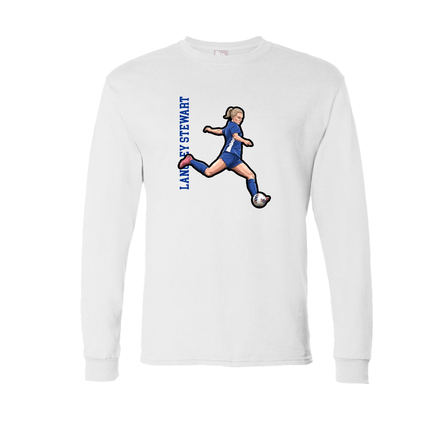 Long Sleeve Tee — Name Vertical in White