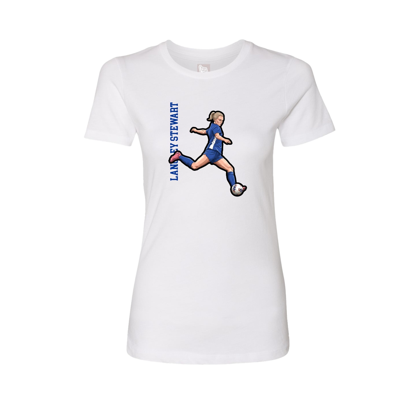 Fitted Women's Tee — Name Vertical in White