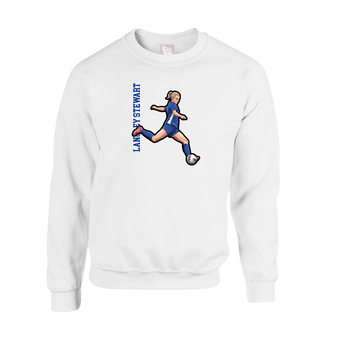 Fleece Crew — Name Vertical in White