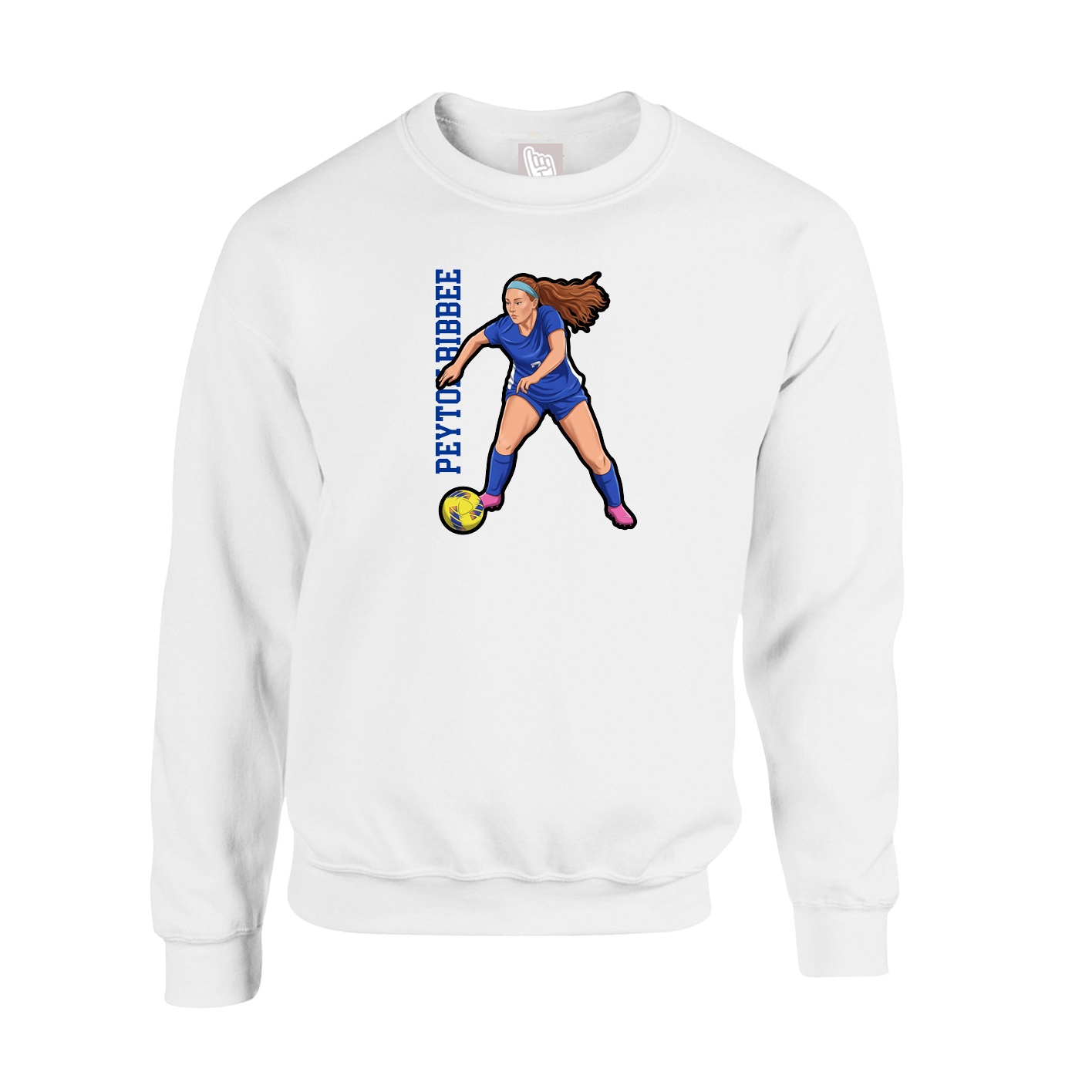Fleece Crew — Name Vertical in White