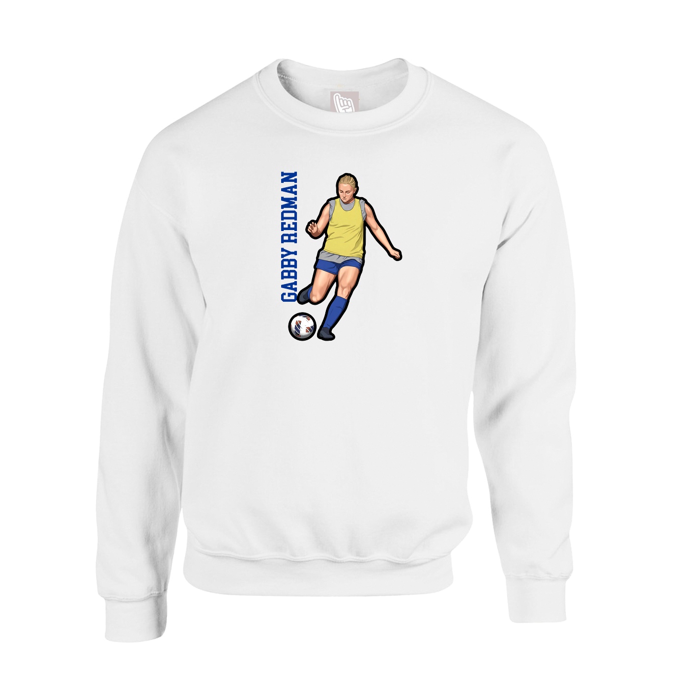 Fleece Crew — Name Vertical in White