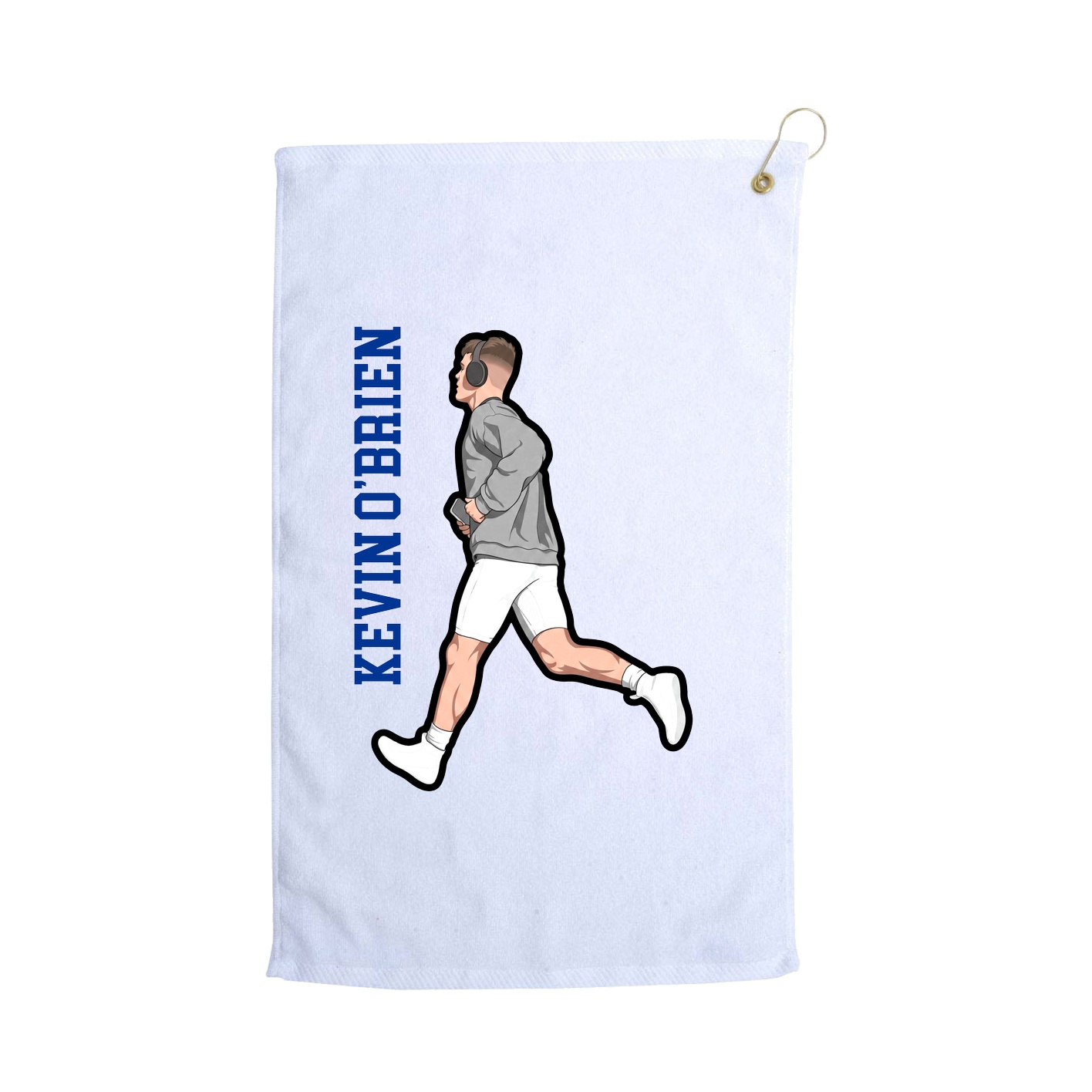 Golf Towel — Name Vertical in White