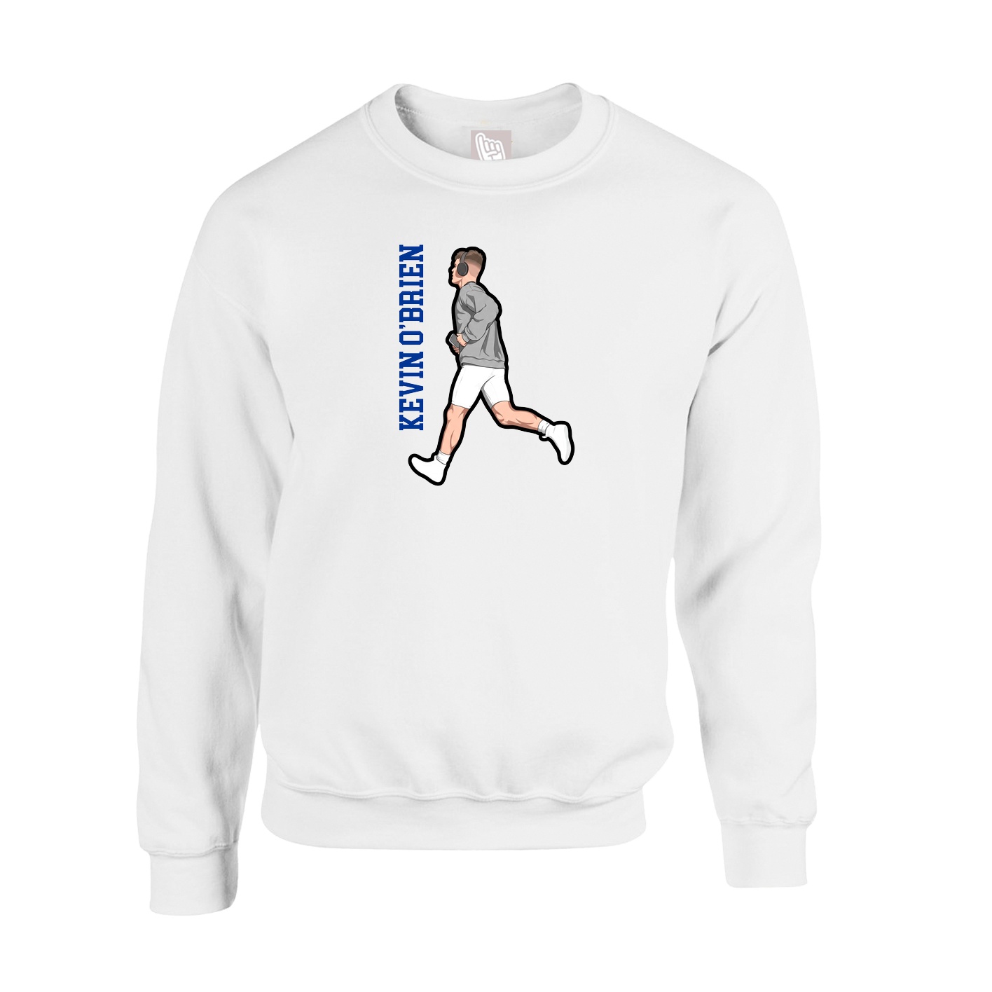 Fleece Crew — Name Vertical in White