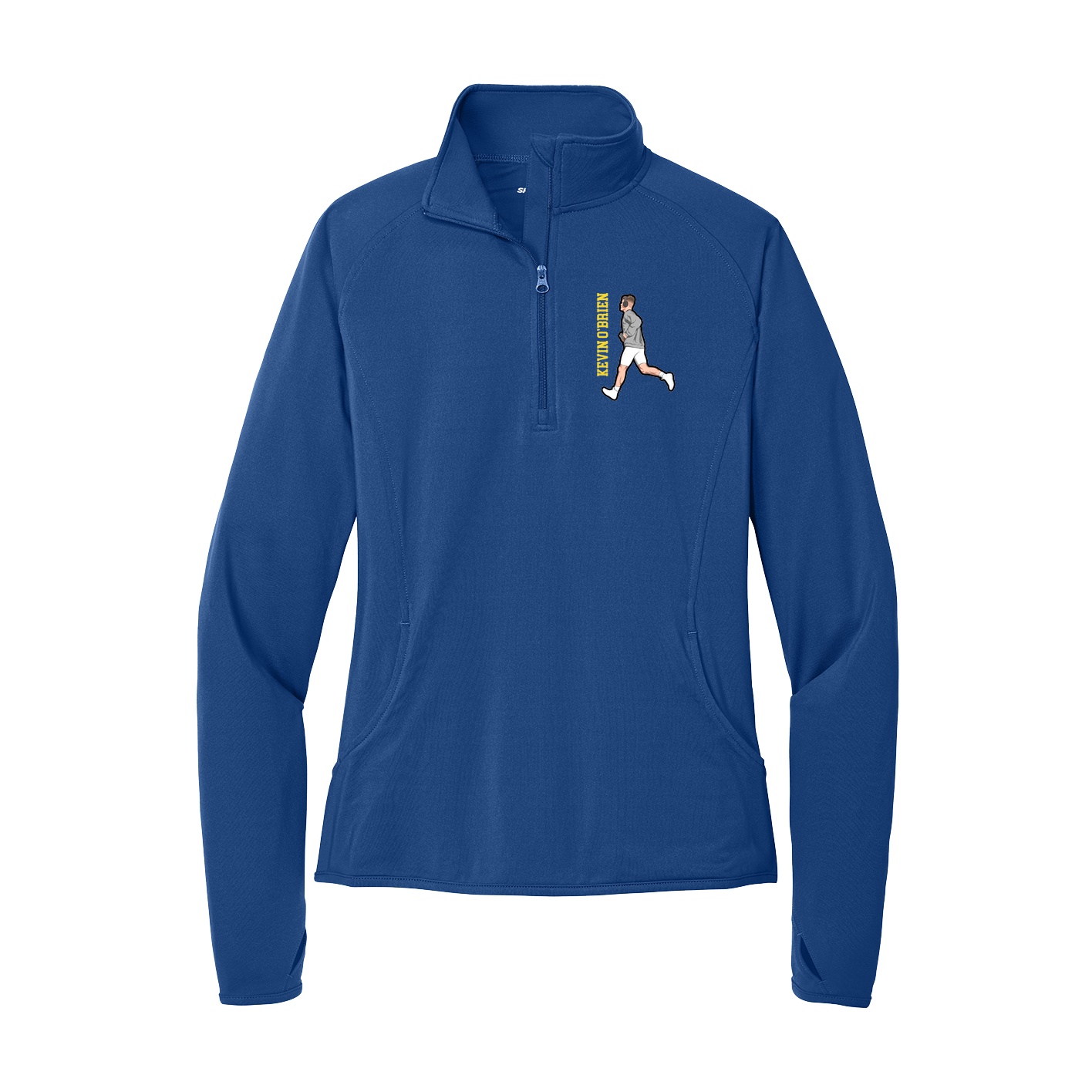 Women's Q-Zip Pullover — Name Vertical in Royal