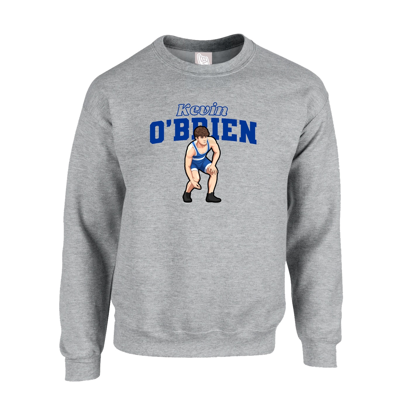 Fleece Crew — Name Arch in Grey