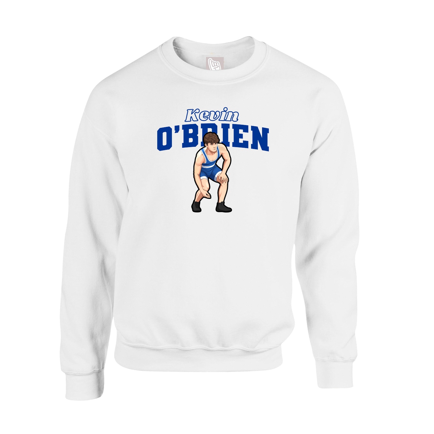 Fleece Crew — Name Arch in White