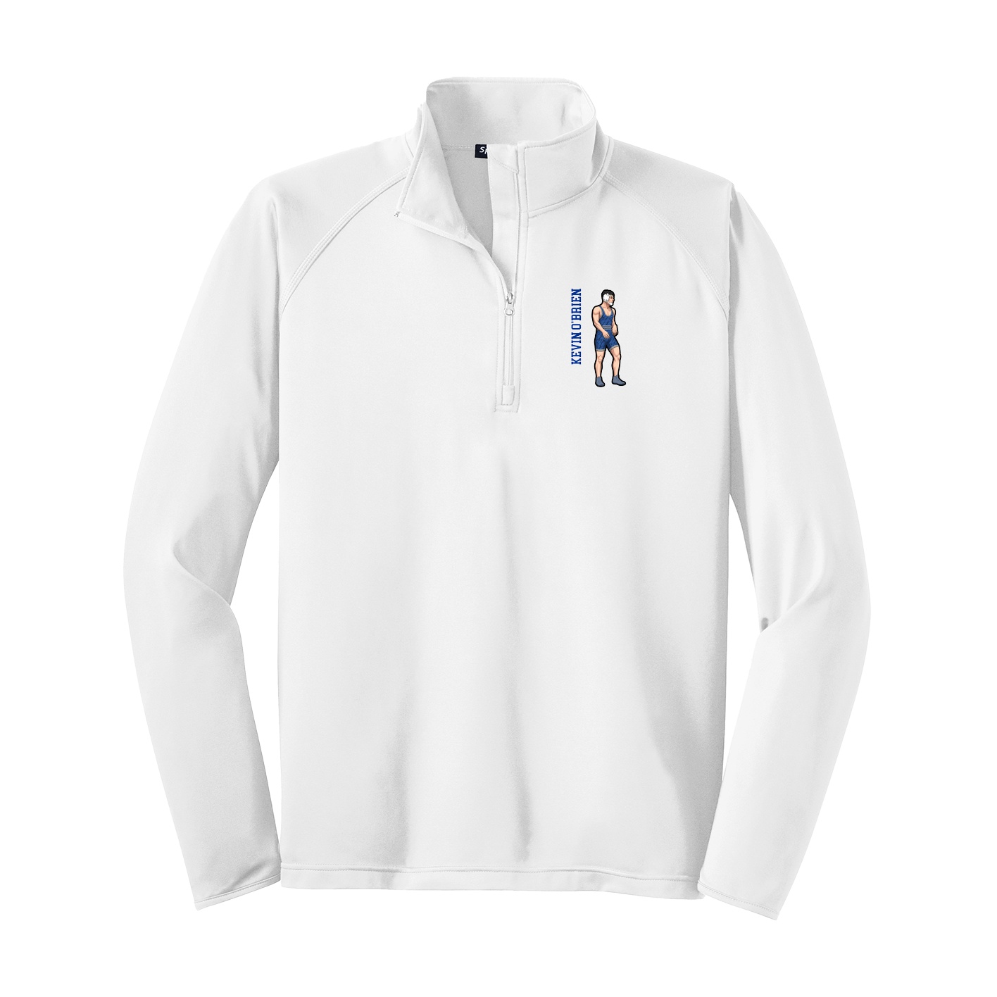 Q-Zip Pullover — Name Vertical in White