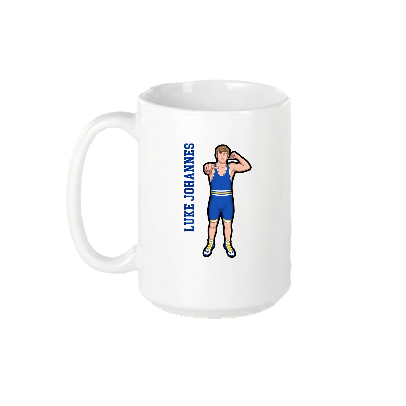 15oz Coffee Mug — Name Vertical in White