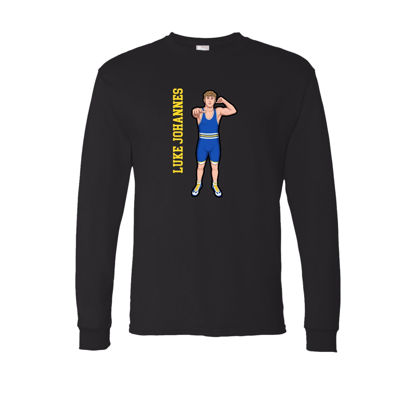 Long Sleeve Tee — Name Vertical in Black