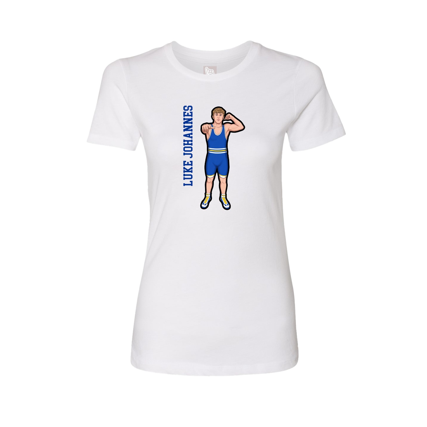 Fitted Women's Tee — Name Vertical in White