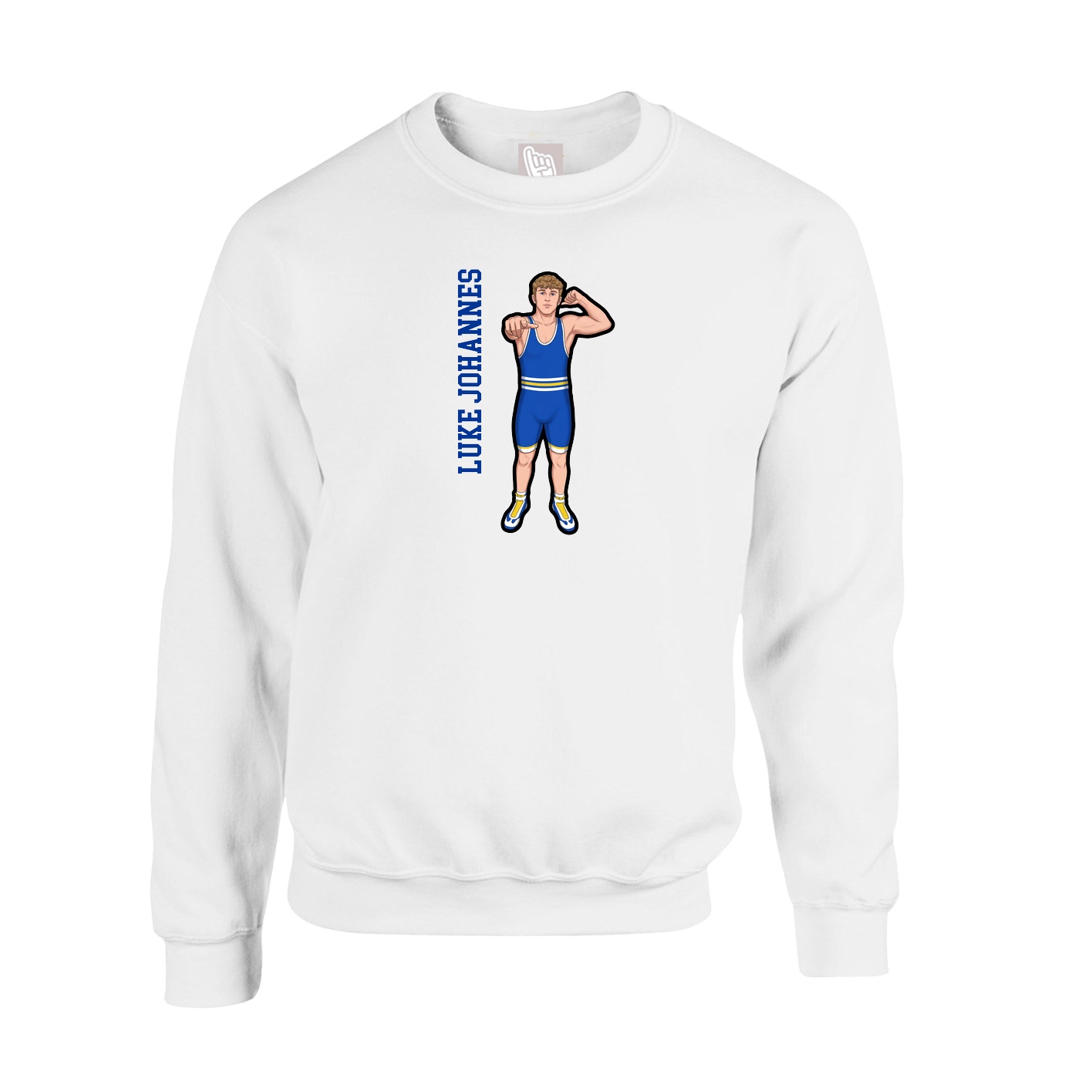 Fleece Crew — Name Vertical in White