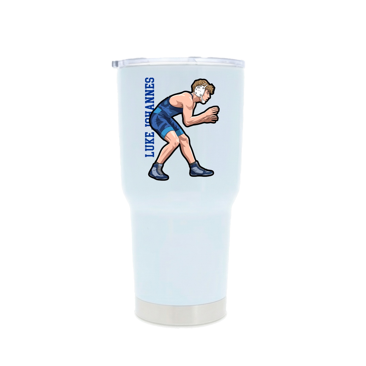 30oz Stainless Steel Tumbler — Name Vertical in White