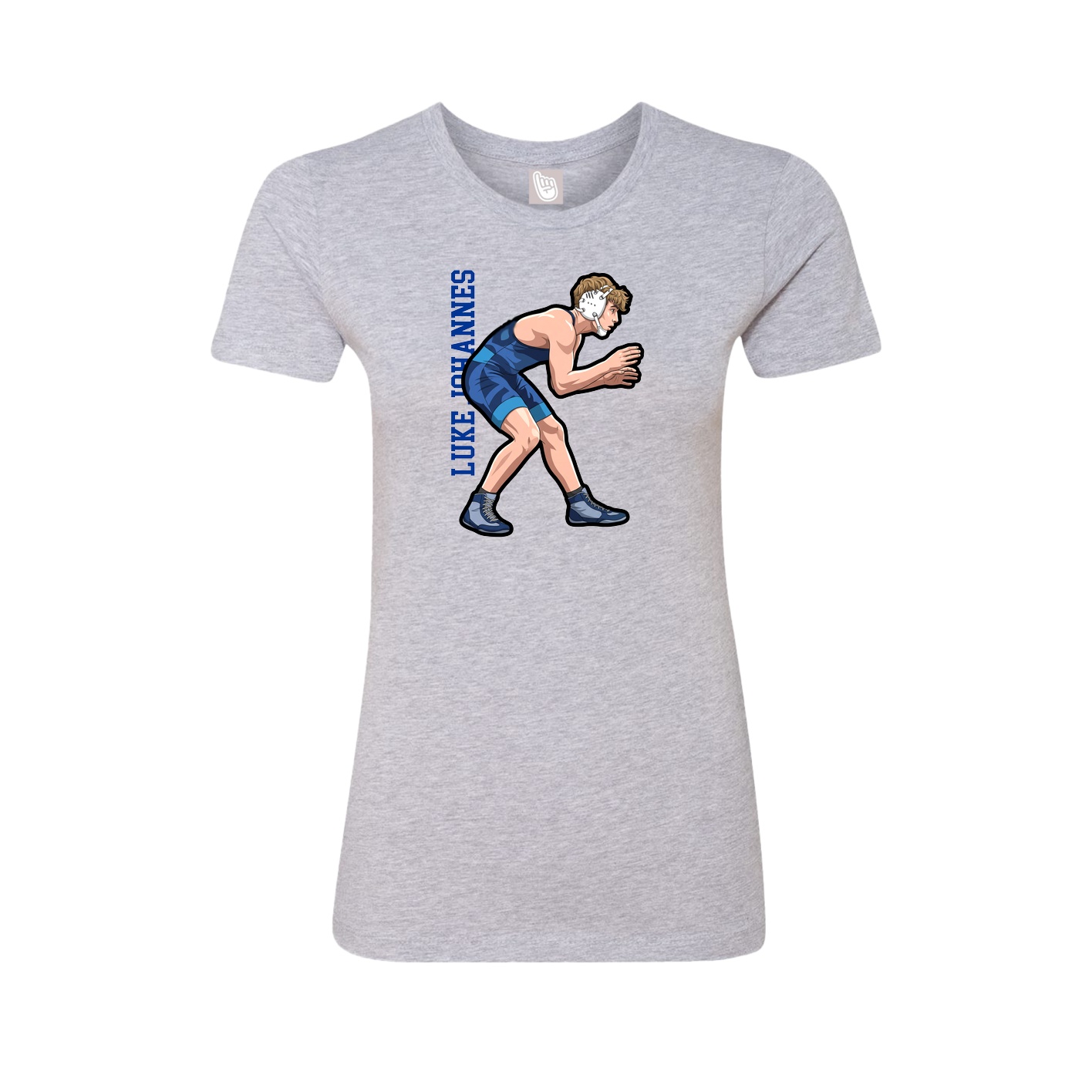 Womens Tee — Name Vertical in Grey