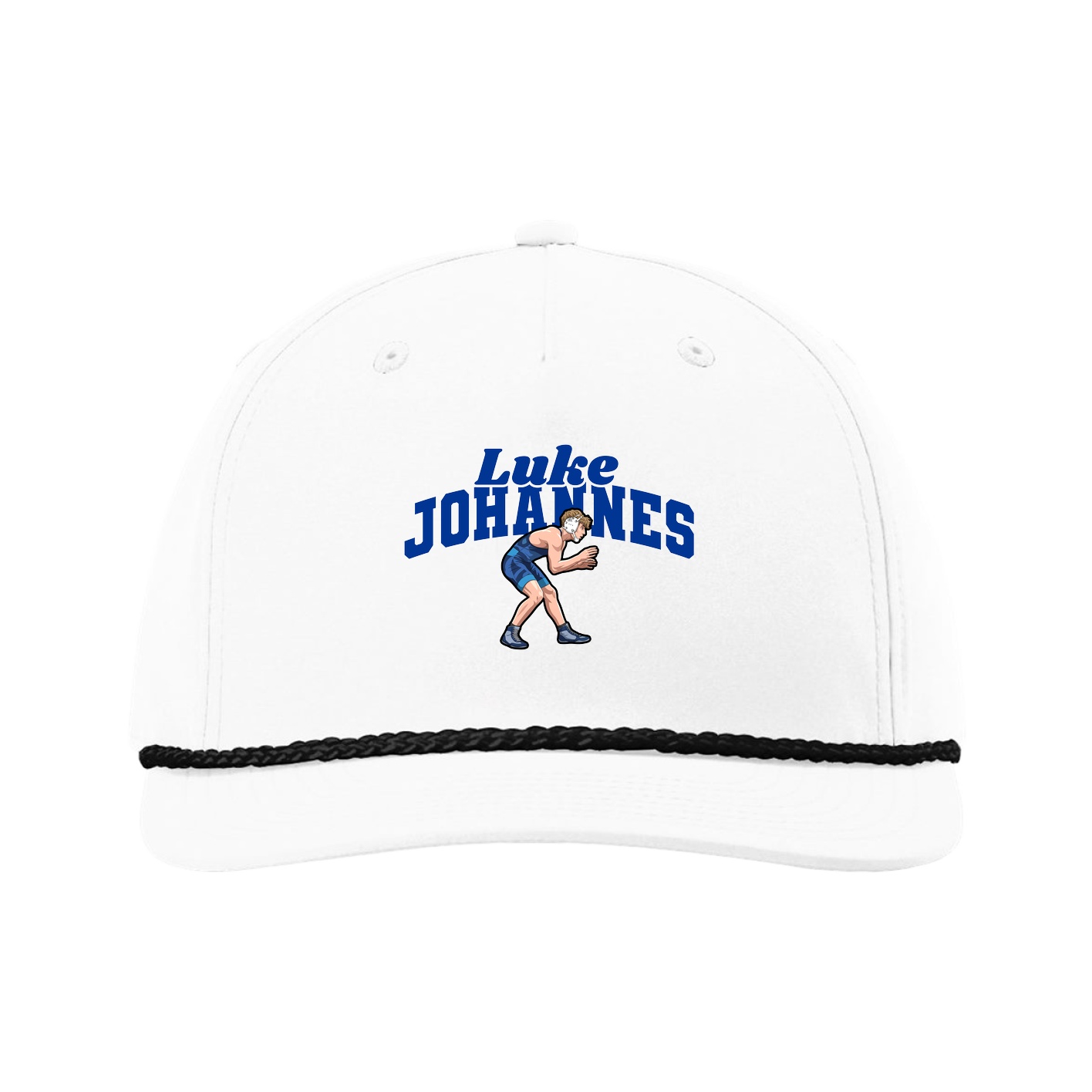 Five-Panel Classic Rope Cap — Signature Arch in White