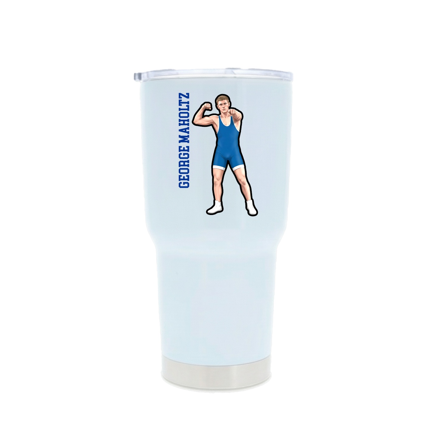 30oz Stainless Steel Tumbler — Name Vertical in White