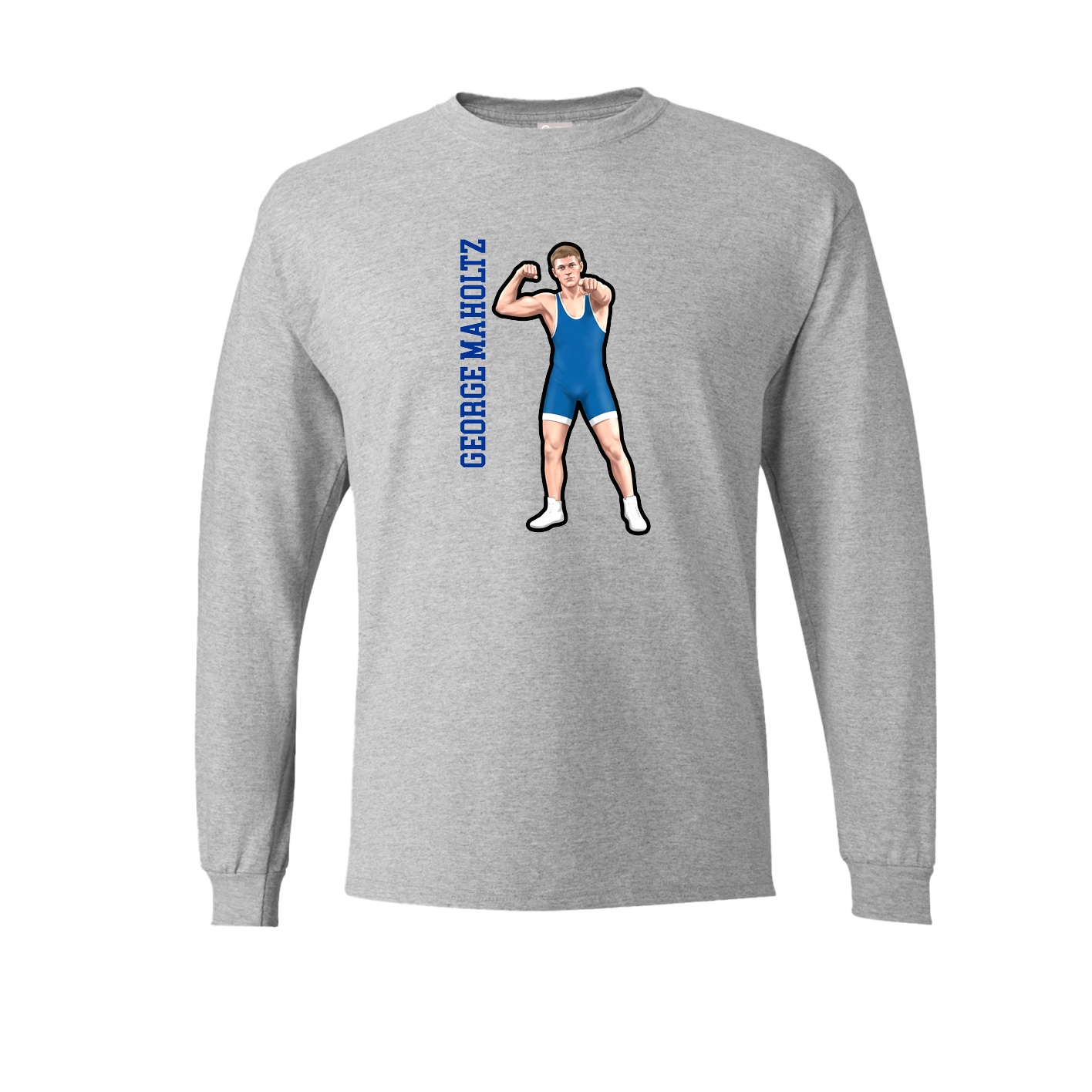 Long Sleeve Tee — Name Vertical in Grey
