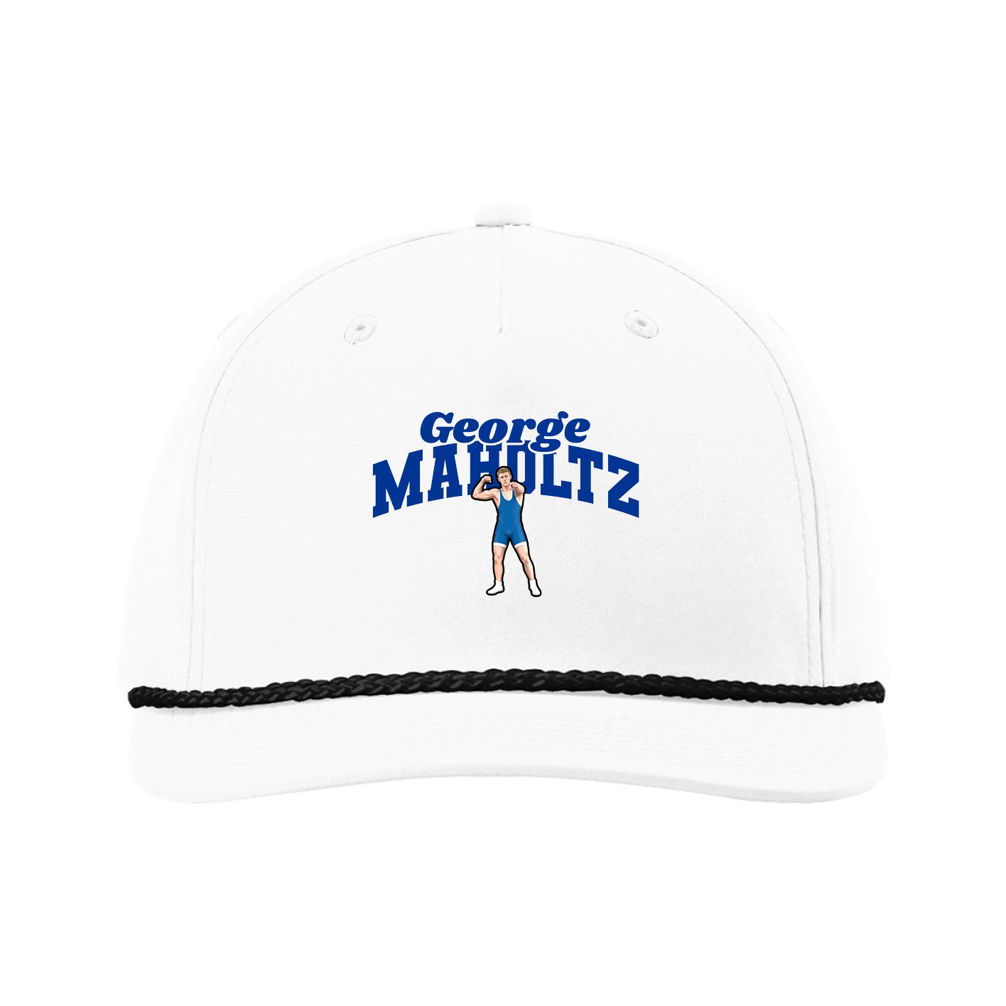 Five-Panel Classic Rope Cap — Signature Arch in White