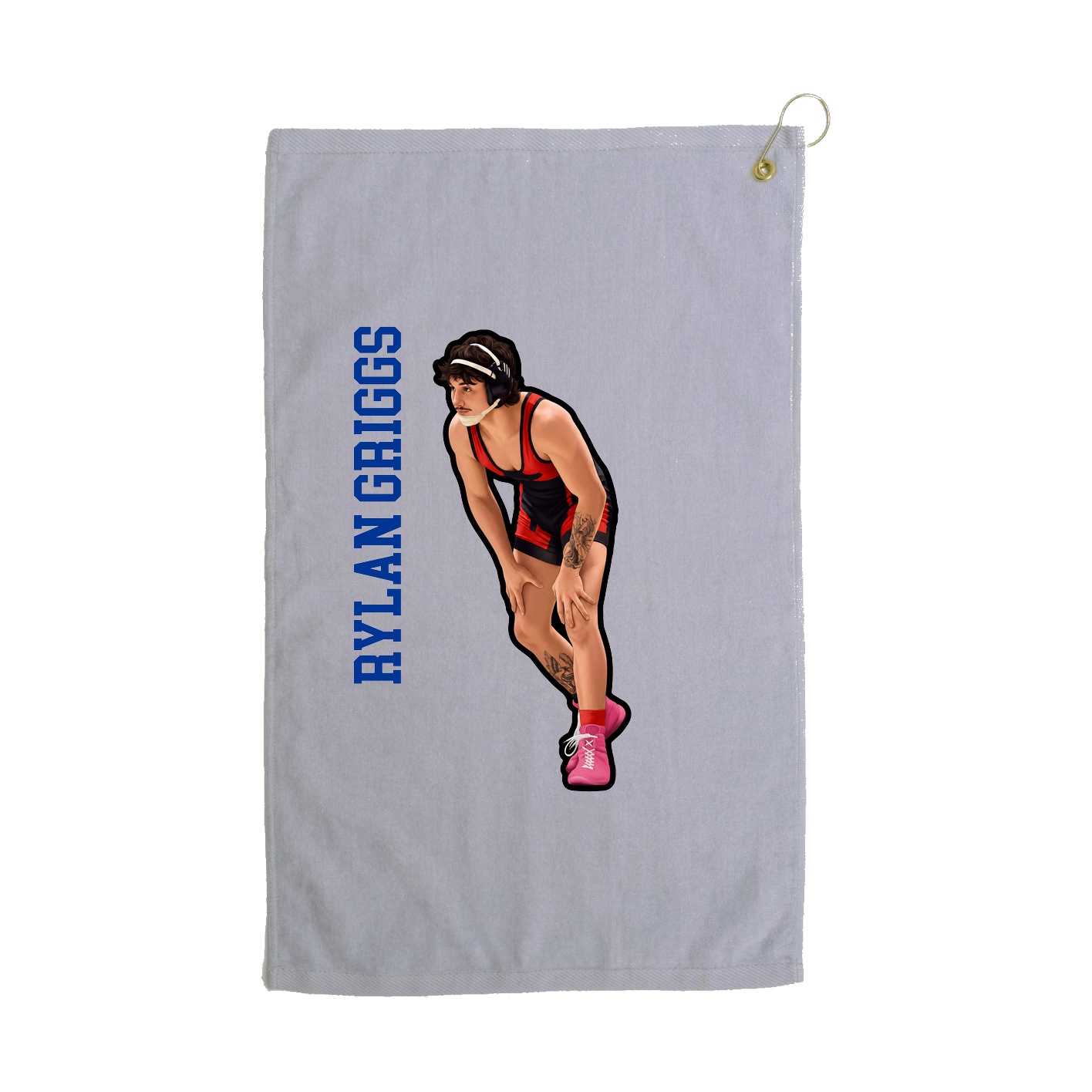 Golf Towel — Name Vertical in Grey
