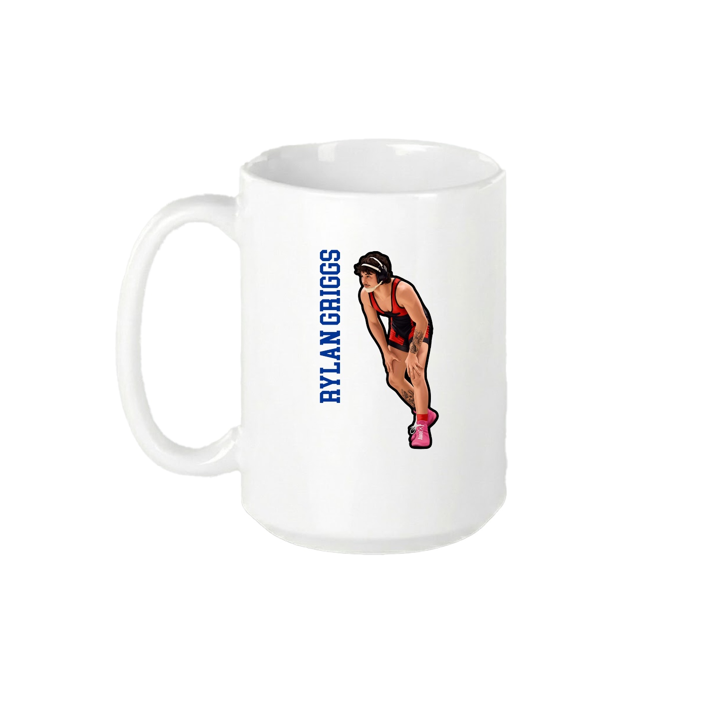 15oz Coffee Mug — Name Vertical in White